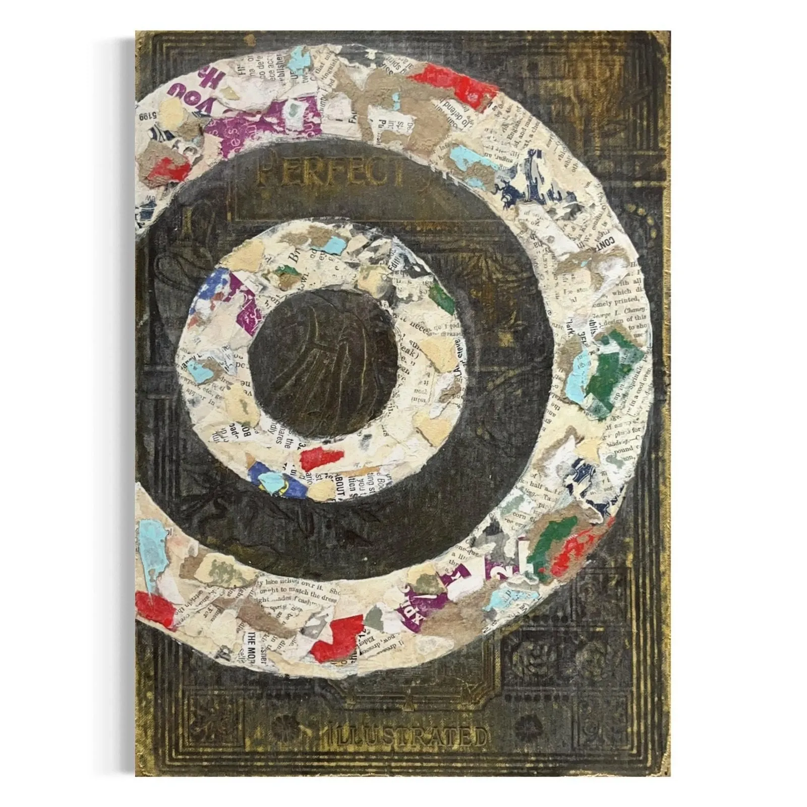 Product image for Original Mixed Media Art Collage 7x10 "1880s Perfect Jewels Illustrated Book Cover"