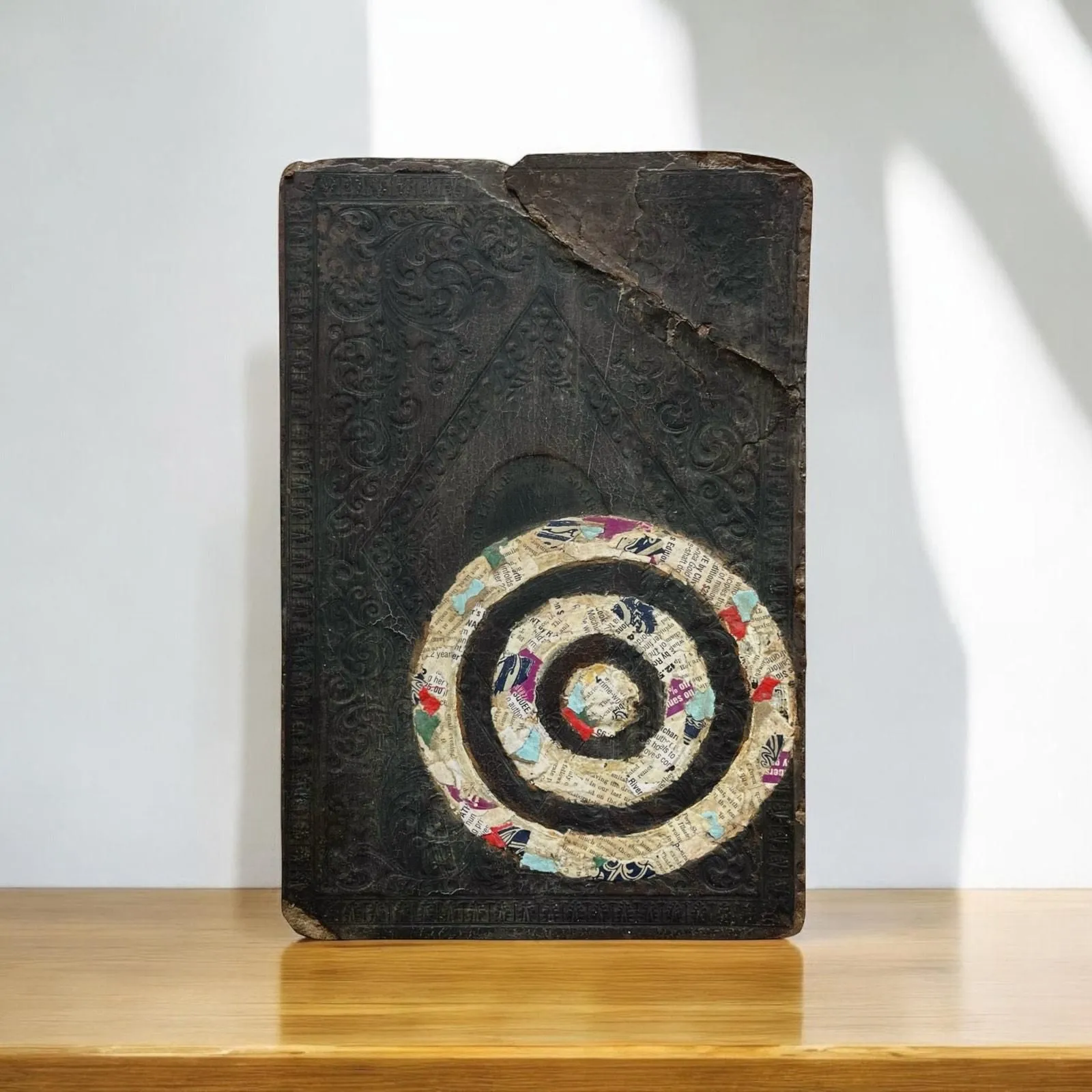 Product image for Original Mixed Media Art Collage 7x10 "1850s Leather Book Cover"