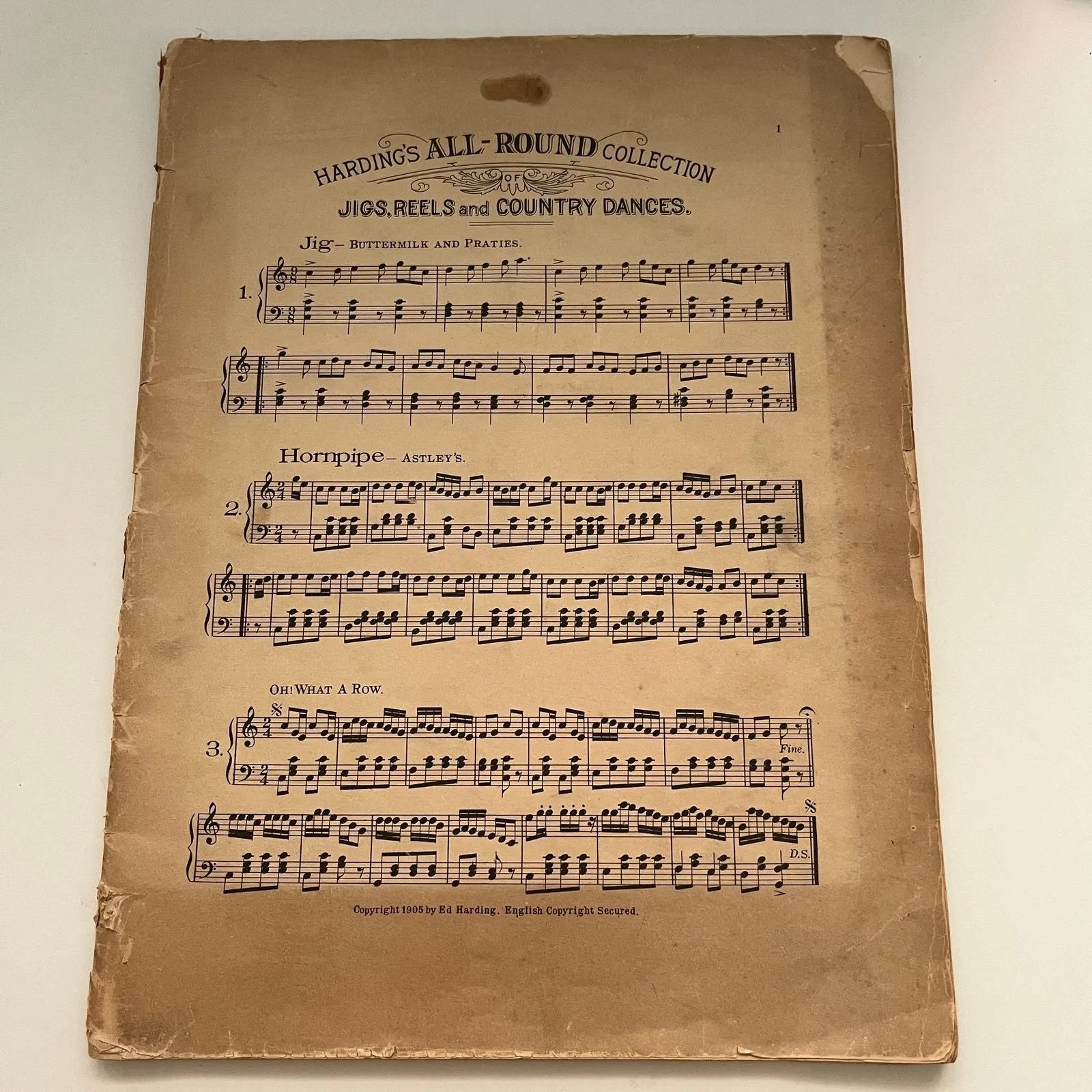 Product image for Harding's All-Round Jigs, Reels & Country Dances 1905 Sheet Music Book V26-3 - pre-owned---good