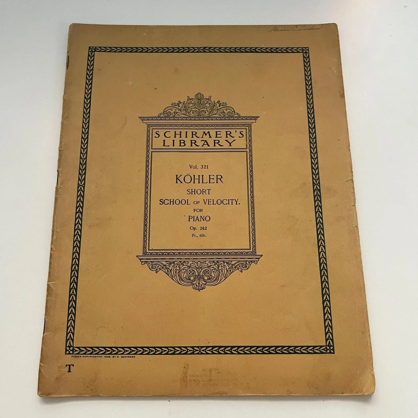 Product image for Schirmer's Library Vol 321 Köhler Short School of Velocity for Piano 1908 V26-3 - pre-owned---good