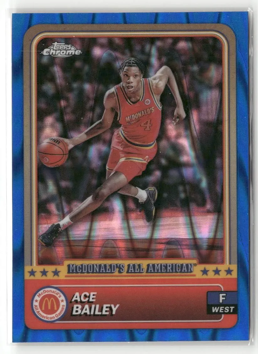 Product image for 2024 Topps Chrome McDonald's All-American #34 Ace Bailey - Blue RayWave