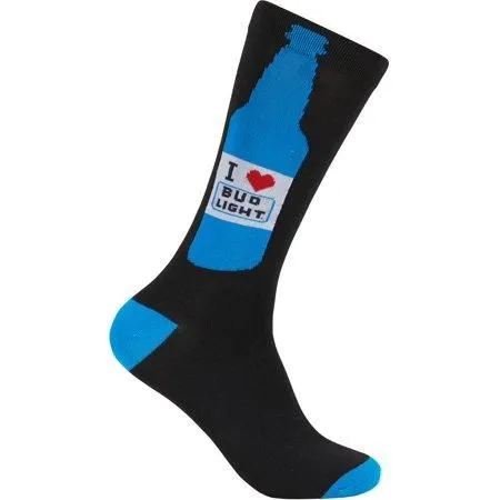 Product image for MENS SOCKS Bud Light I Love - Beer Novelty Fun Crew Socks Gift for Men - One Size Fits All  I Love Bud Light