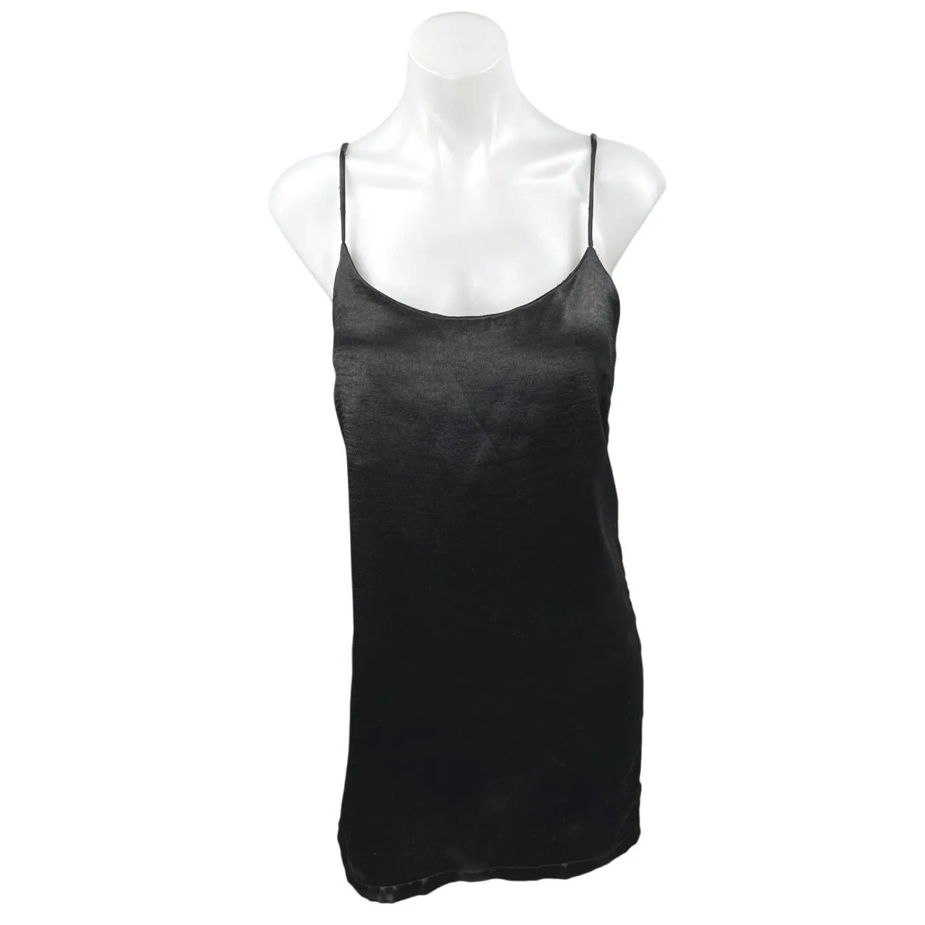 Product image for Silence + Noise Black Silk Satin Sleeveless Cami Camisole Mini Slip Tank Dress M - Dresses - M - pre-owned---good - Silence Noise
