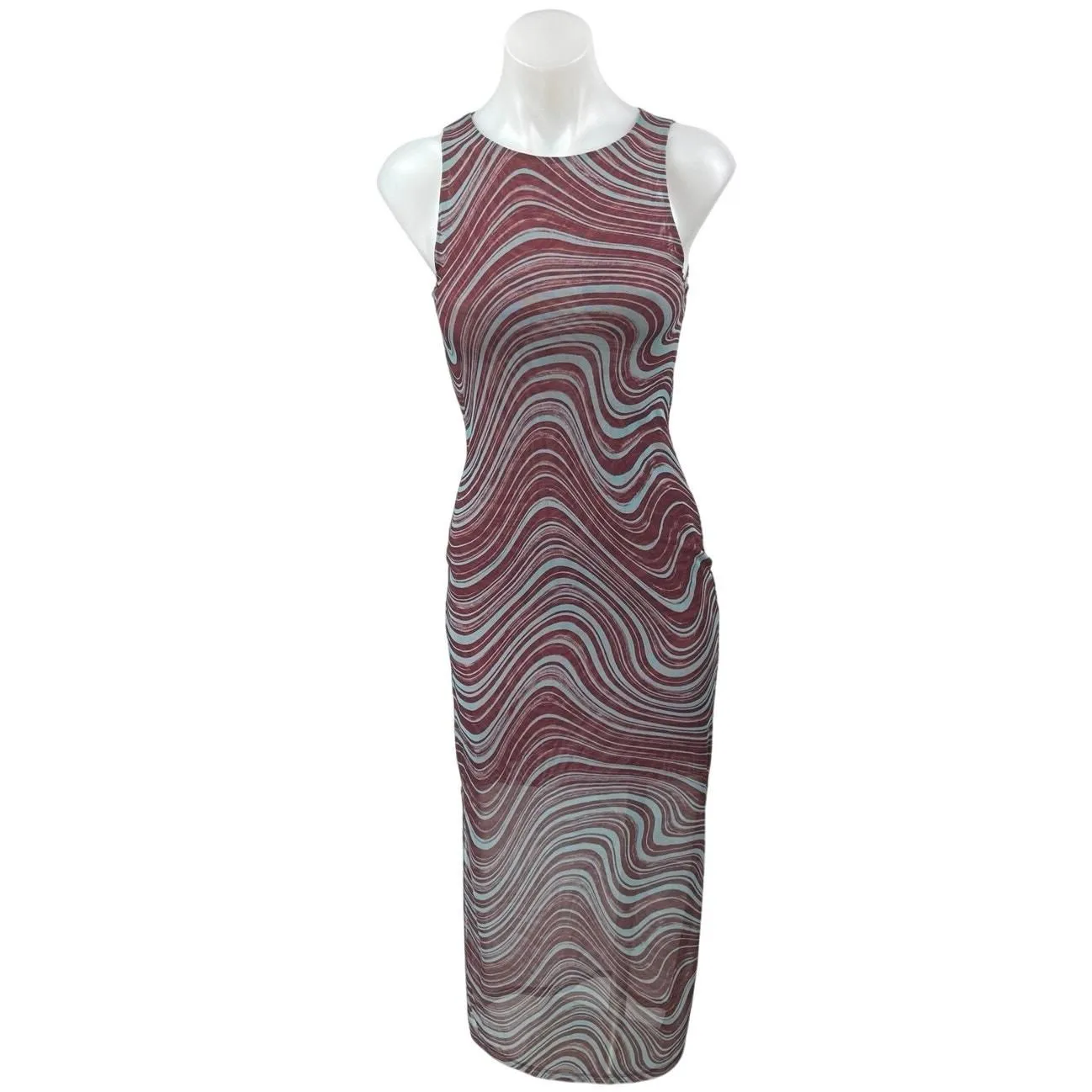 Product image for & Other Stories Maroon Swirl Marble Sleeveless Cami Midi Bodycon Tank Dress XS - Dresses - XS - pre-owned---excellent - & Other Stories