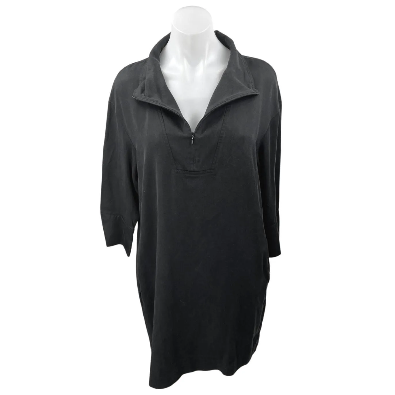 Product image for COS Women's Black Long Sleeve Collar Quarter Zip Knee Length Shirt Dress Size S - Dresses - S - pre-owned---good - COS