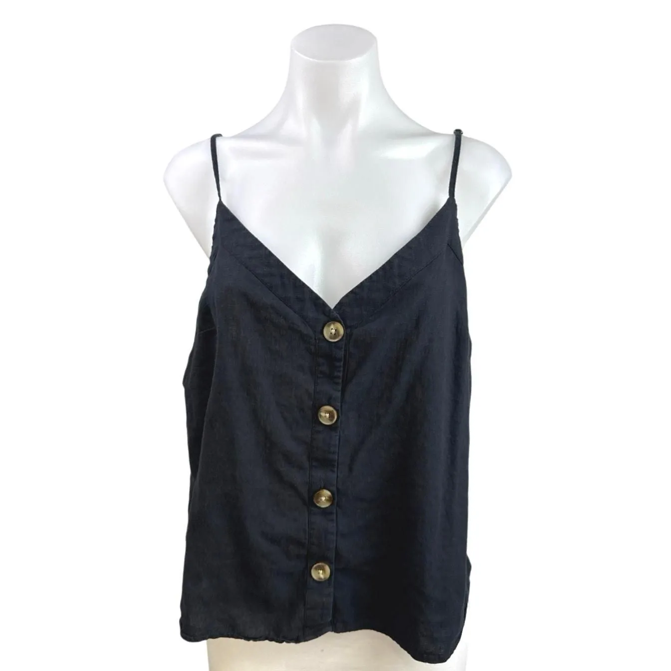 Product image for Abercrombie & Fitch Black Button Down V Neck Cami Camisole Tank Top Size XL - Tops - XL - pre-owned---good - Abercrombie & Fitch