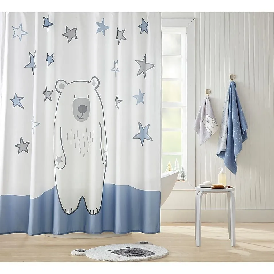 Product image for NEW Marmalade 72-Inch X 72-Inch Polar Bear Shower Curtain in White/Blue