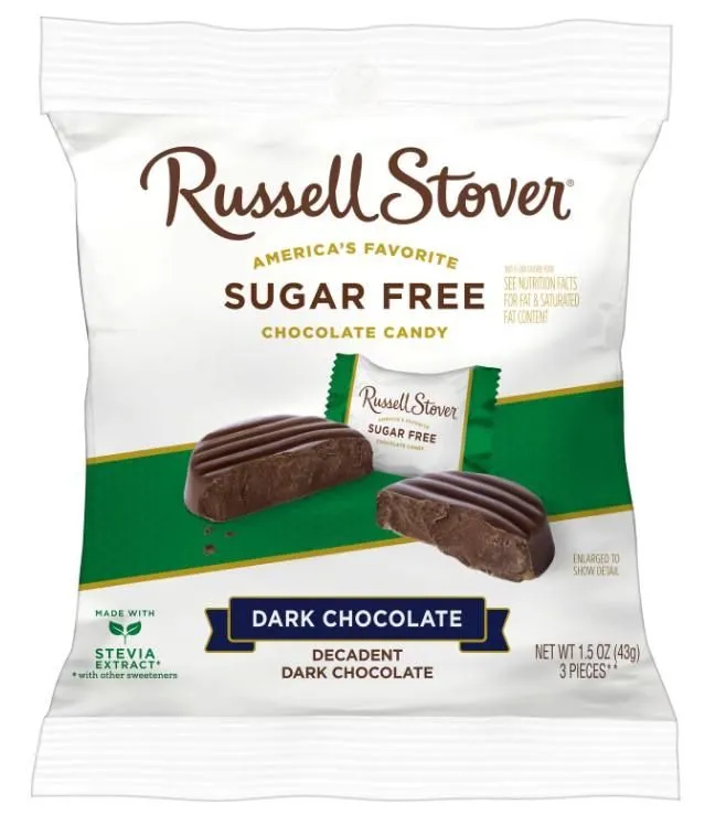 Product image for RUSSELL STOVER SUGAR-FREE DARK CHOCOLATE PATTIES 1.5 OZ
