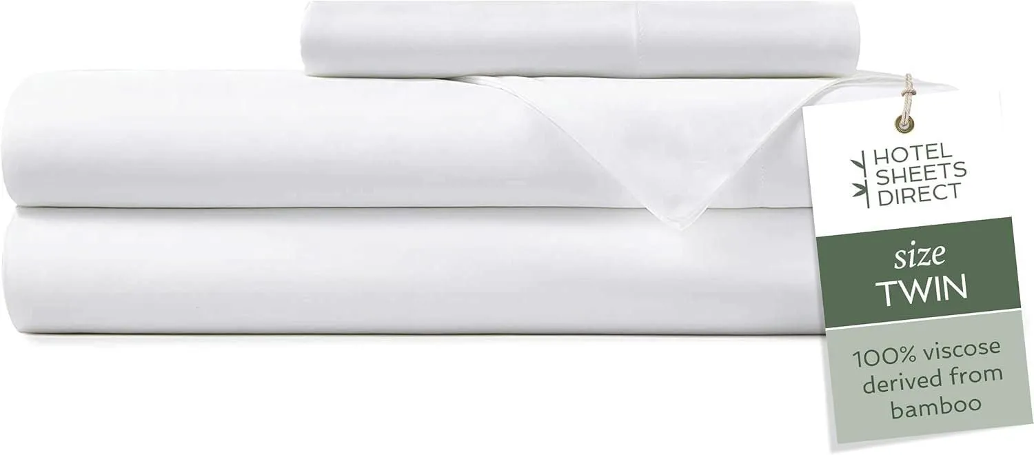Product image for 3 Piece Sheet Set Twin Size, 100% Viscose Bamboo Sheets Set, 1 Pillowcase, White