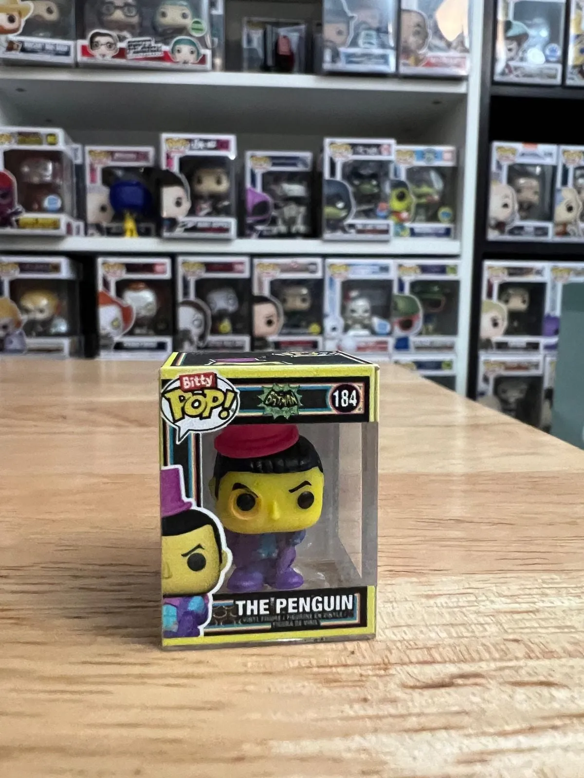 Product image for CHASE LIMITED EDITION BLACKLIGHT PENGUIN Bitty Funko Pop #184 Batman SDCC Comic