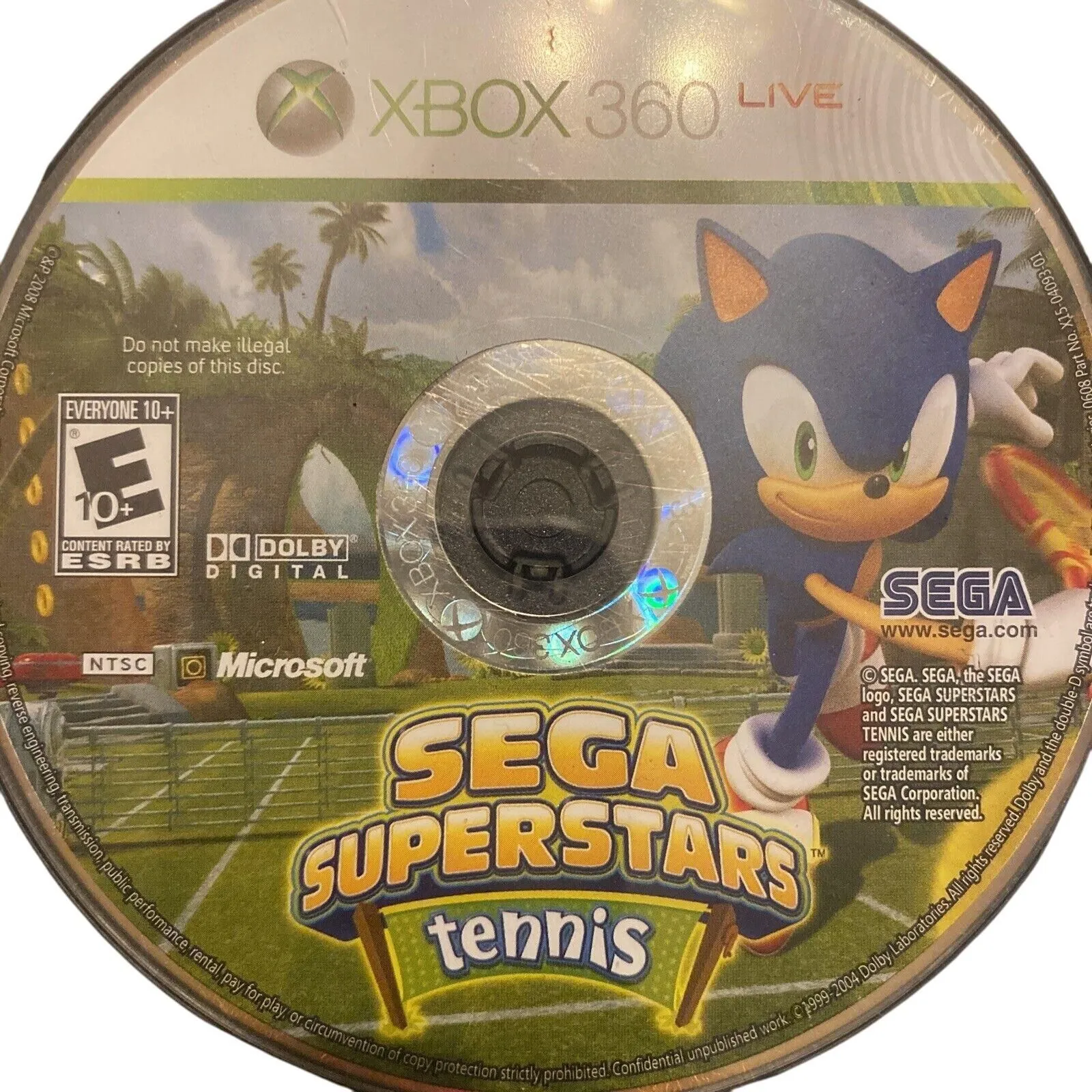 Product image for Sega Superstars Tennis (Microsoft Xbox 360 Live 2008) Disc Only untested