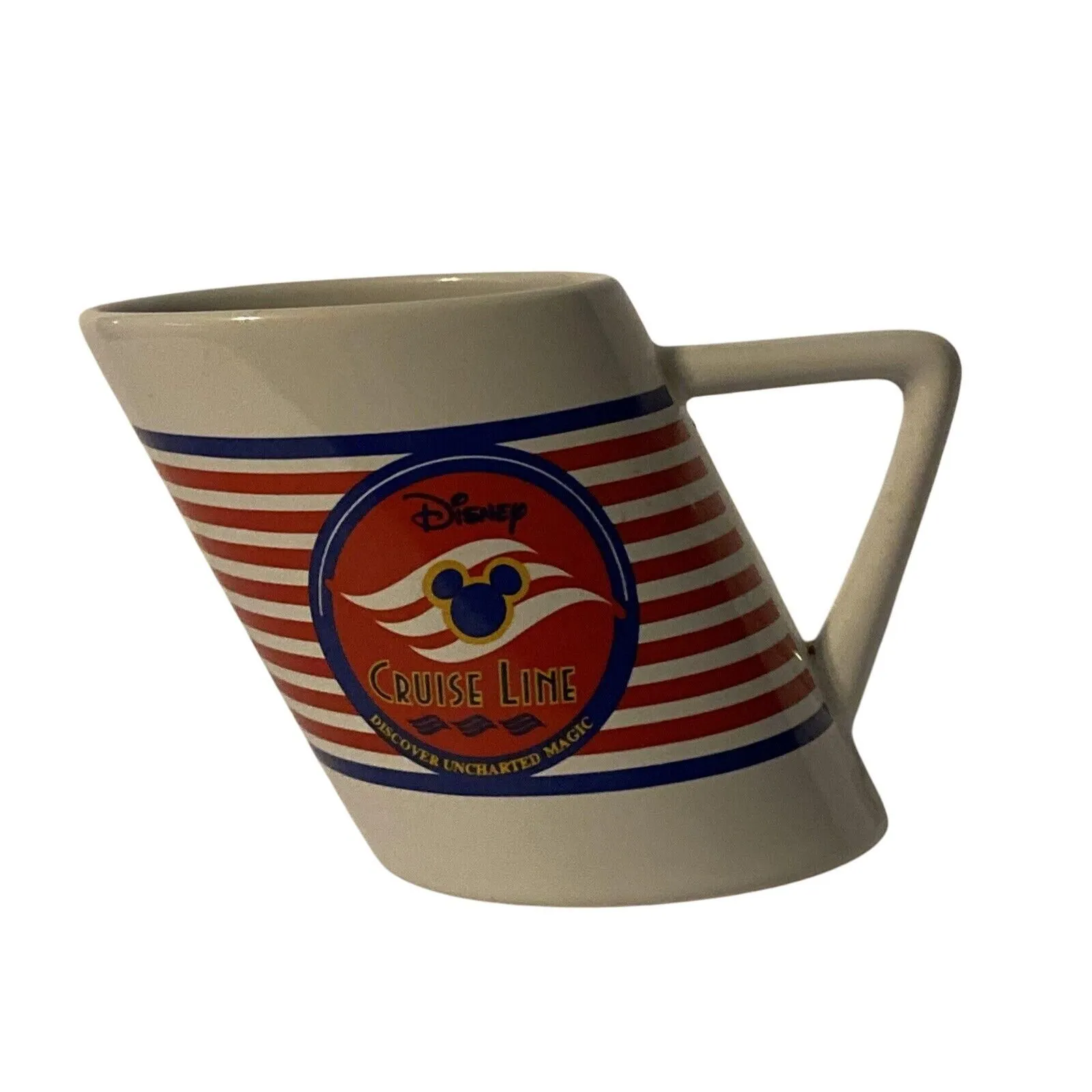 Product image for Disney Cruise Line Slanted Smoke Stack Coffee Mug Stripes Inaugural 1998 - pre-owned---good