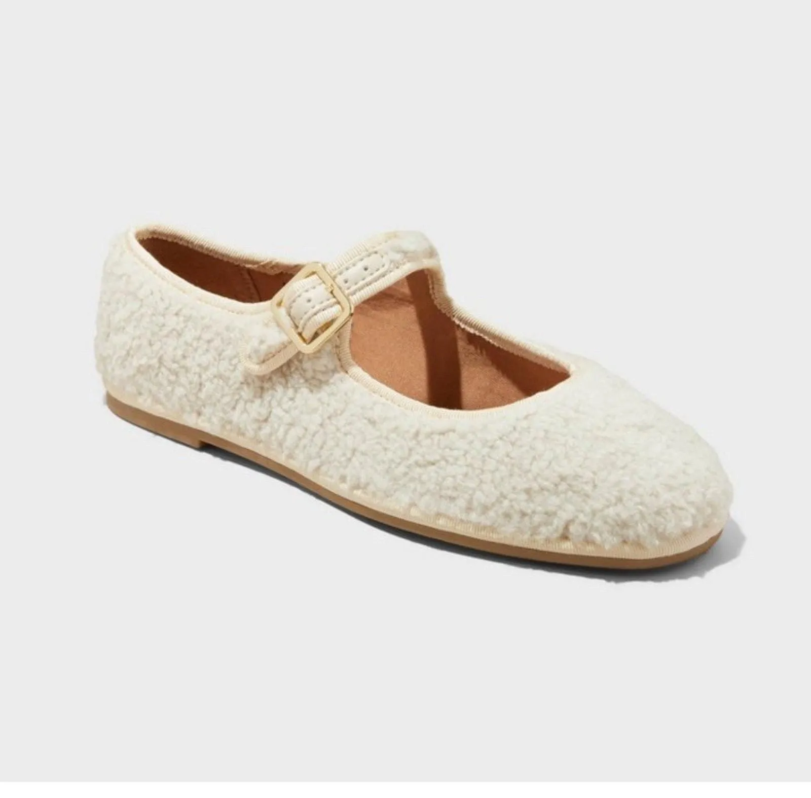 Product image for Women's Halston Shearling Mary Jane Ballet Flats with Memory Foam Insole - - Universal Thread