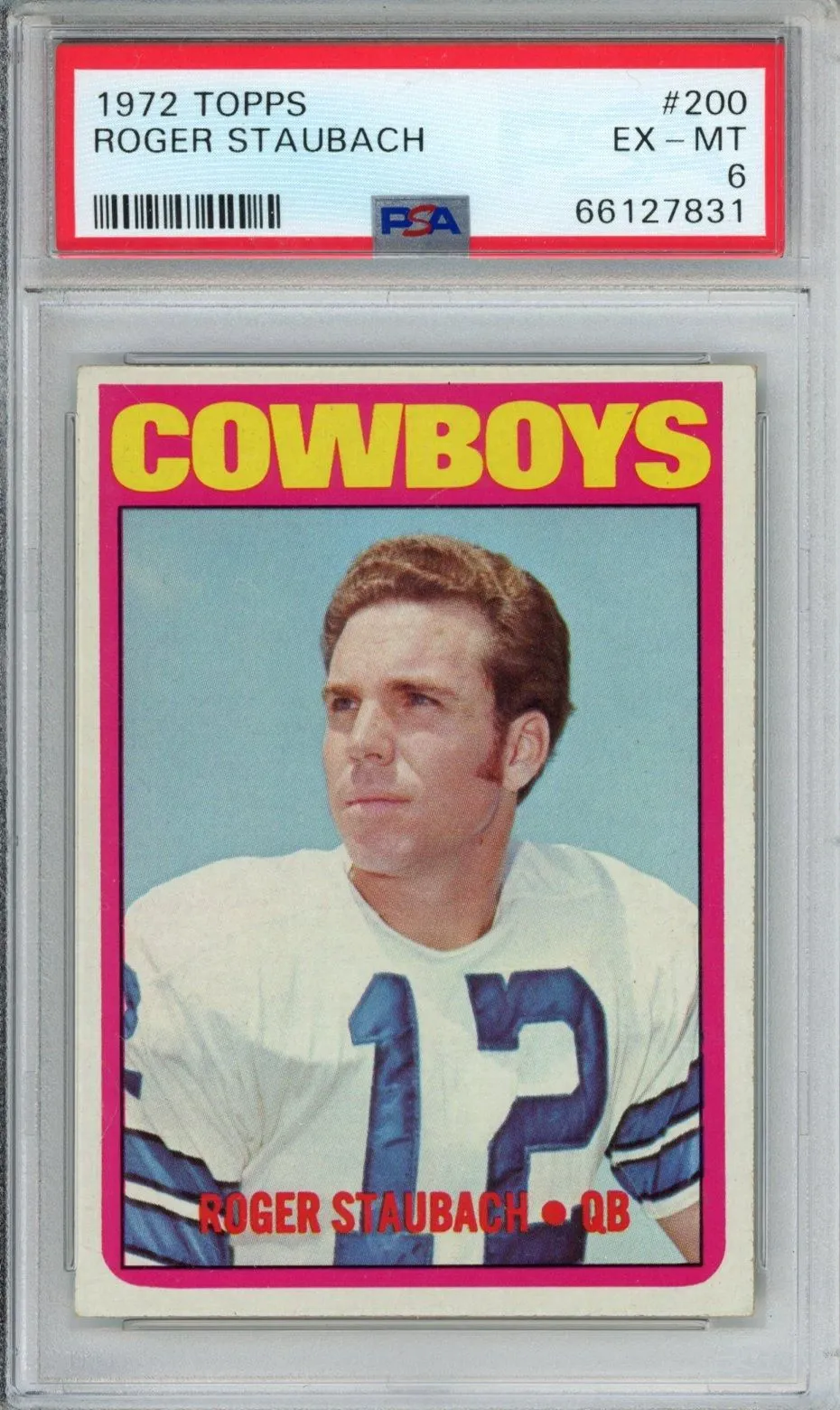 Product image for 1972 TOPPS ROGER STAUBACH #200 PSA EX-MT 6
