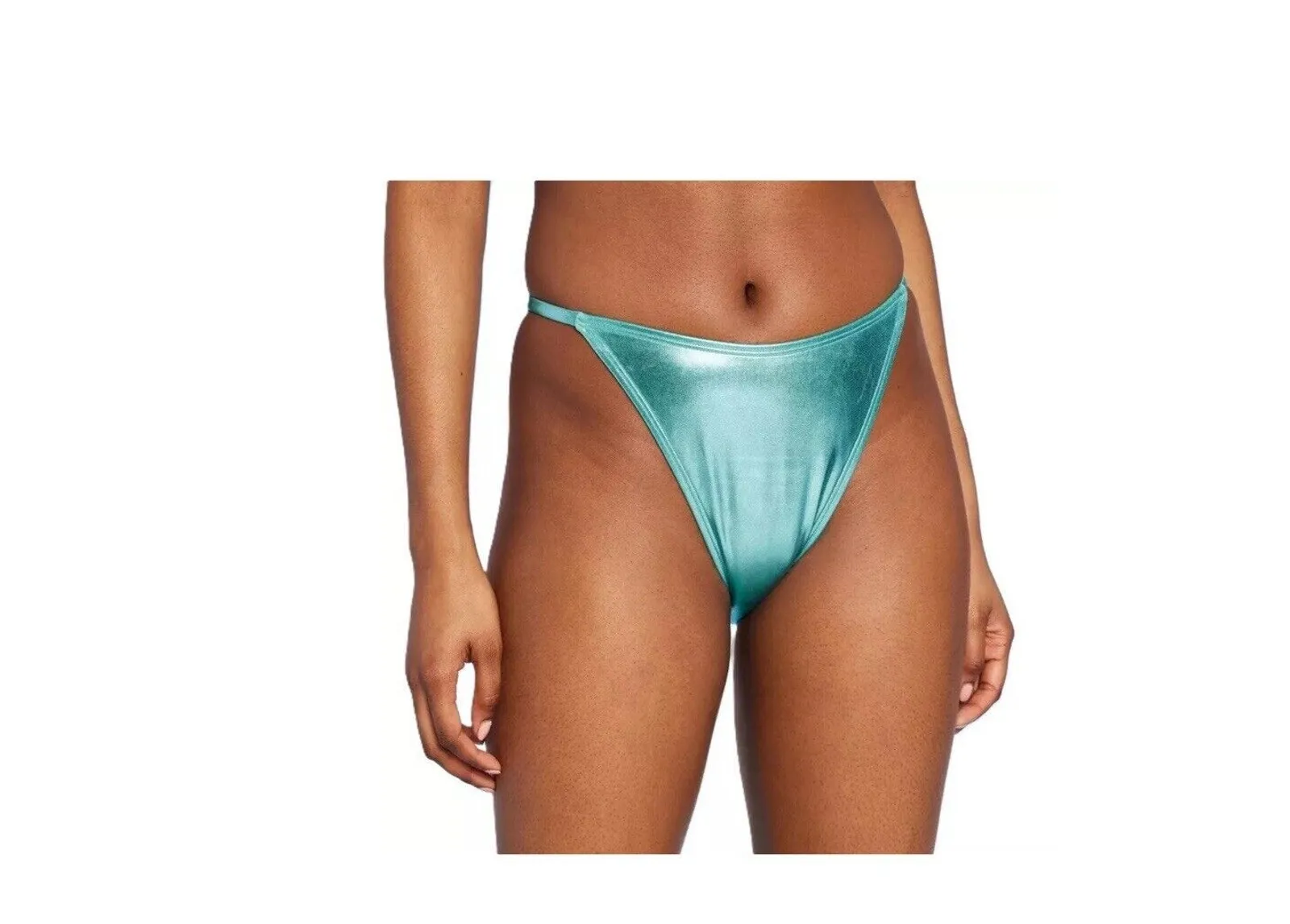 Product image for Wild Fable Teal Foil Low-Rise Cheeky High Leg Bikini Bottom Womens XS (0-2) - new-with-tags - Wild Fable