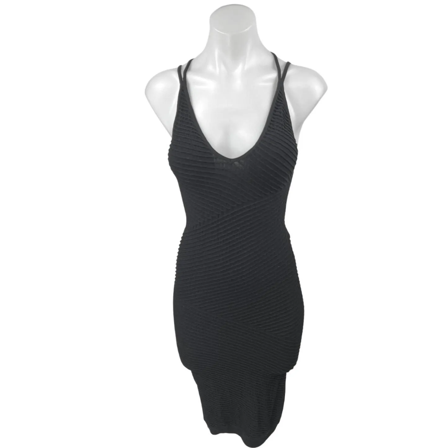 Product image for BCBGeneration Black Ribbed Knit Cutout Sleeveless Mini Bodycon Dress Size XS/S  - Dresses - XS - pre-owned---excellent - BCBGeneration