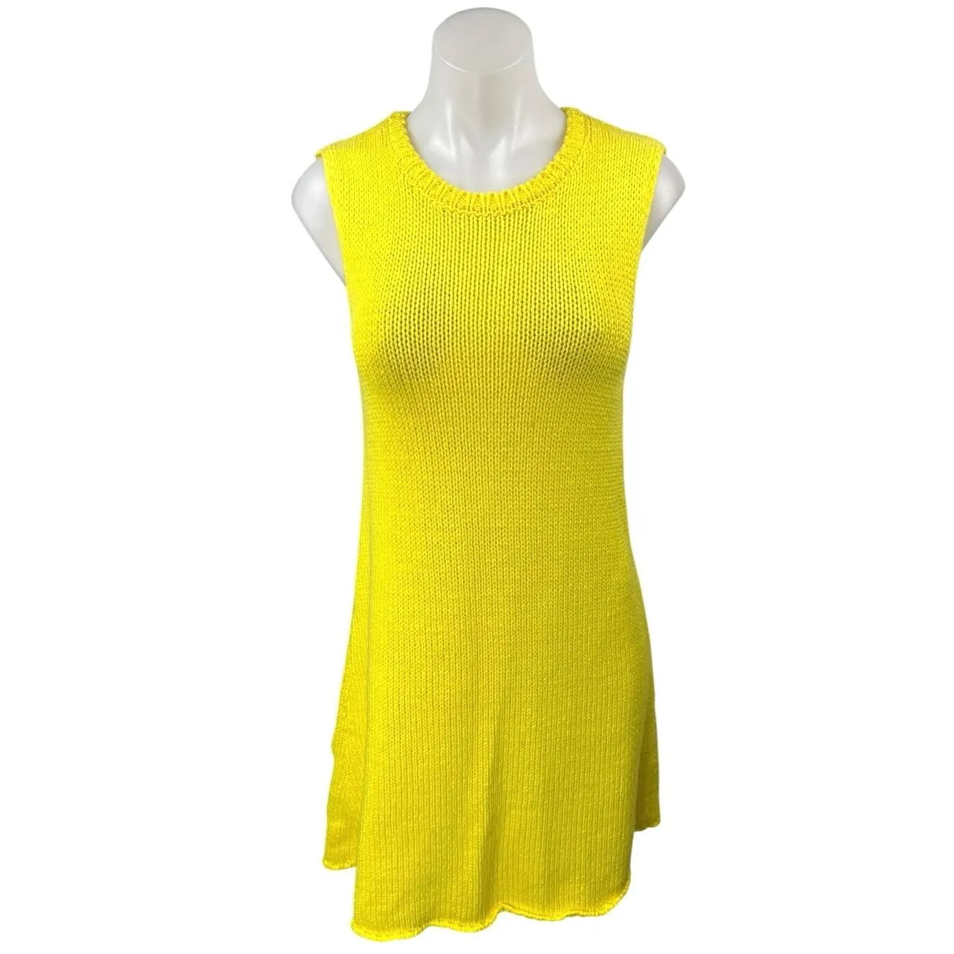 Product image for Zara Women's Yellow Sleeveless Knit Crew Neck Tank Sweater Mini Dress Size M - Dresses - pre-owned---excellent - Zara