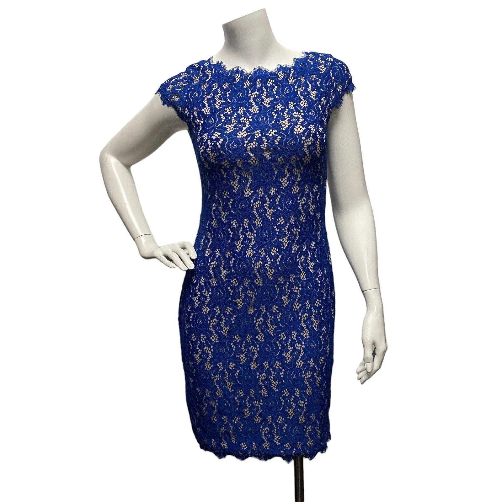 Product image for Eliza J Women’s Sz 0 Sleeveless Lace Blue Mini Fitted Sexy Dress - Eliza J