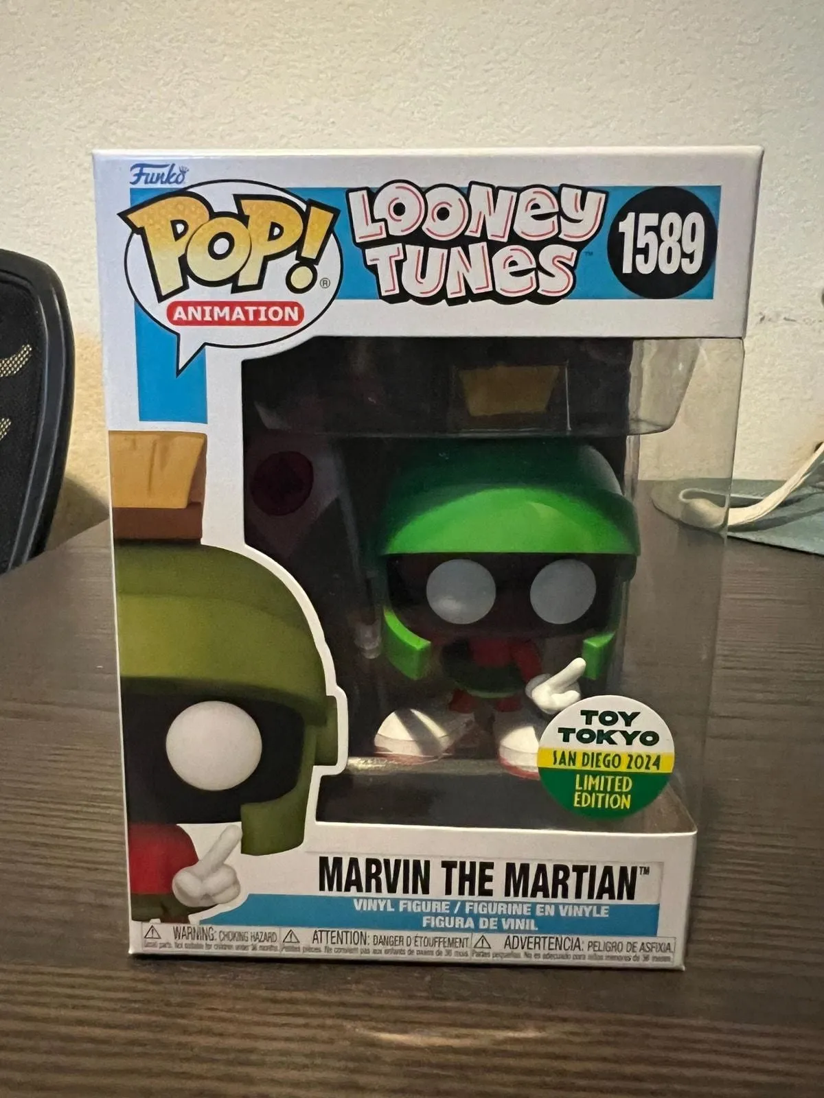 Product image for IN HAND CONVENTION STICKER Marvin Martian Flag Funko Pop #1589 Looney Tunes SDCC
