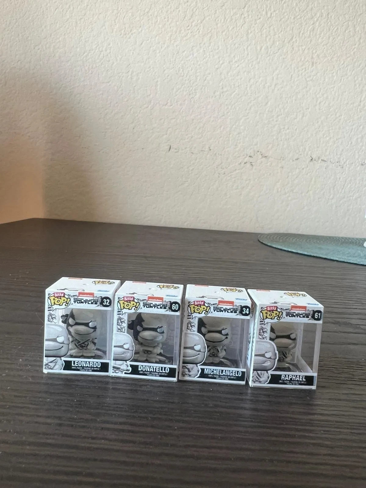 Product image for 4 LE TMNT Turtle Bitty Funko Pops Teenage Mutant Ninja Turtles B&W SDCC Comics