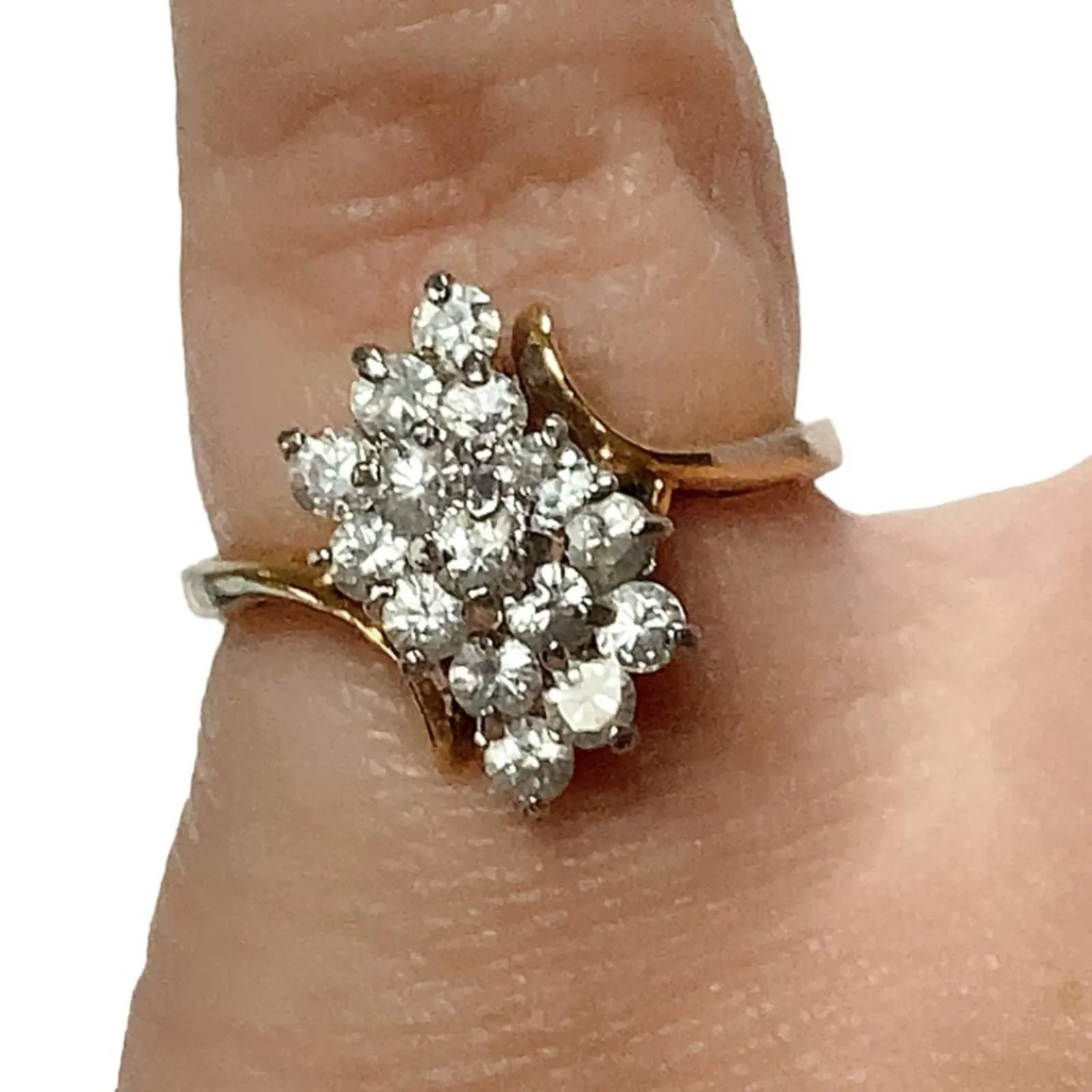Product image for Gold Tone Waterfall Rhinestone Ring Sz 6.5 Women's