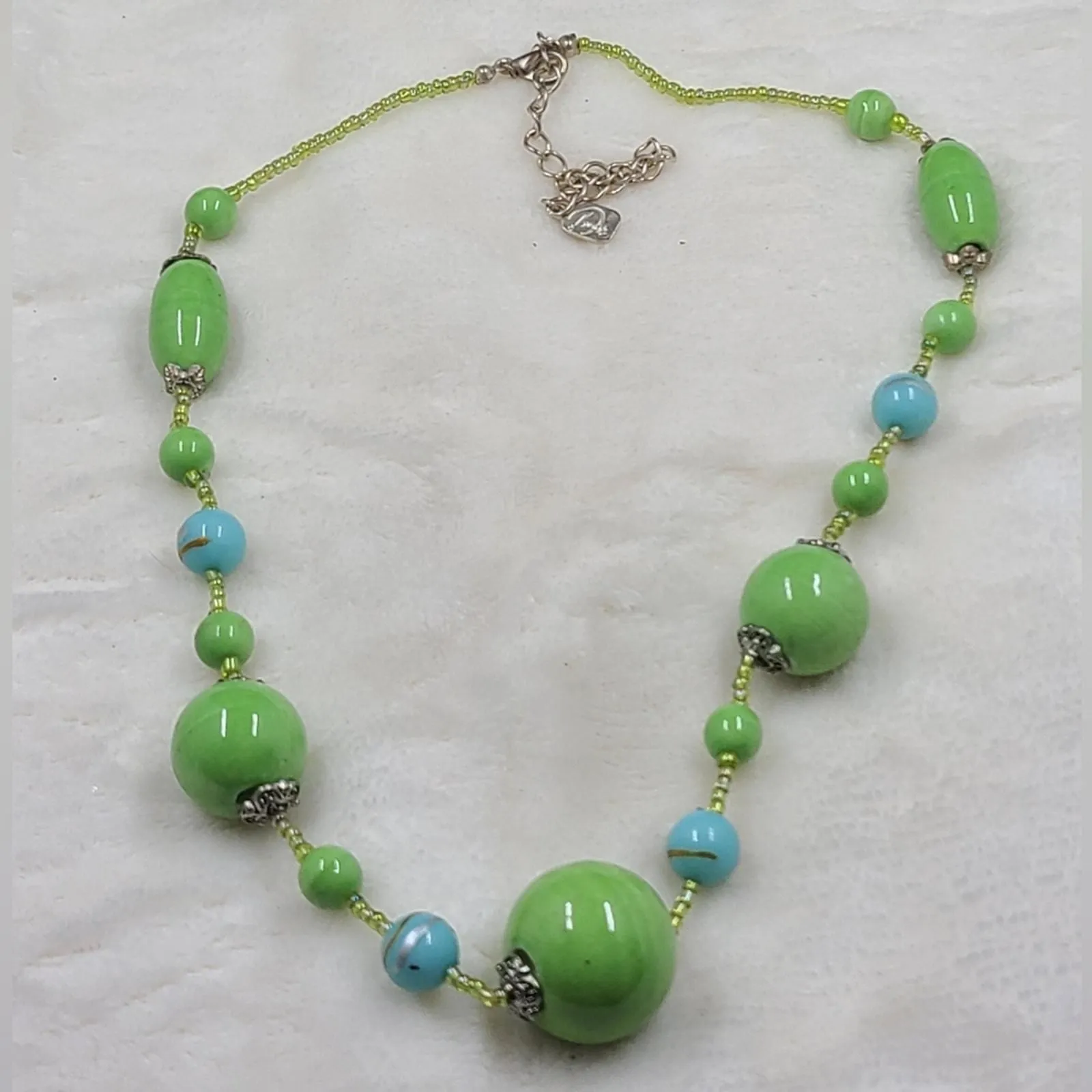 Product image for Chunky Green & Blue Beaded Necklace