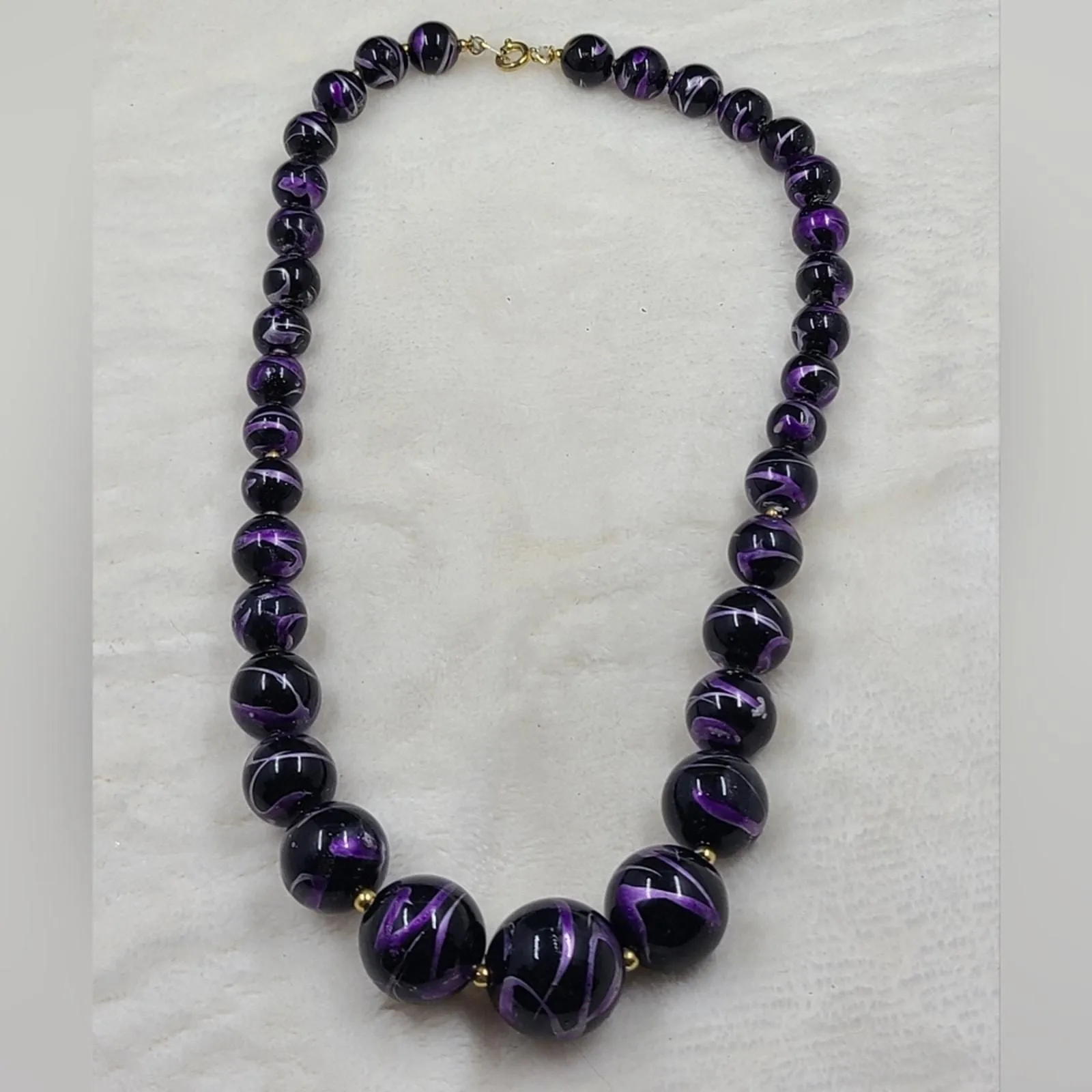 Product image for Black & Purple Metallic Swirl Beaded Necklace