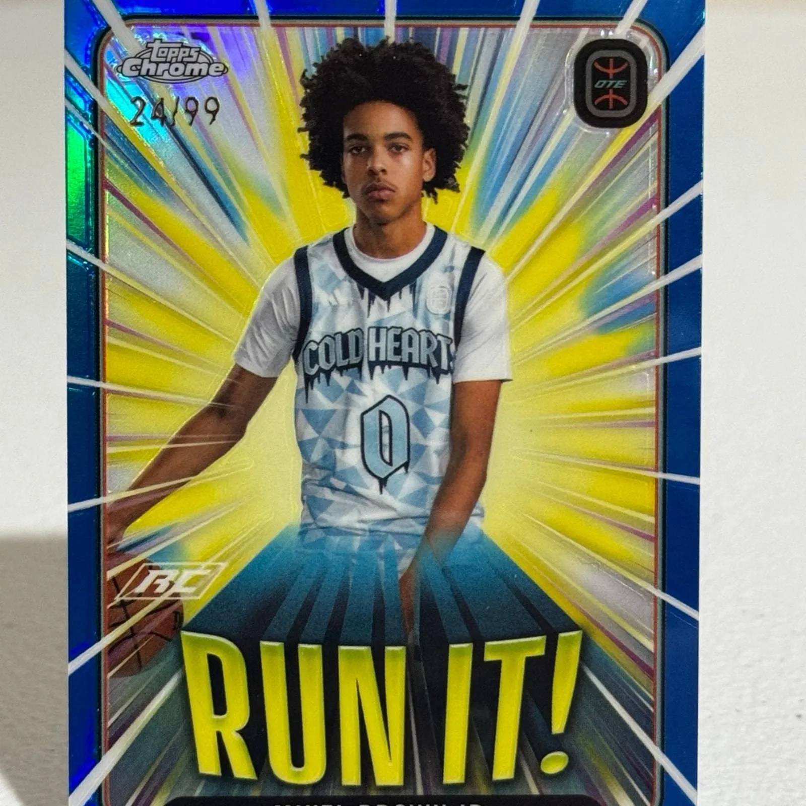 Product image for 2023-24 Topps Chrome Overtime Elite Run It #RI5 Mikel Brown Jr. BLUE /99
