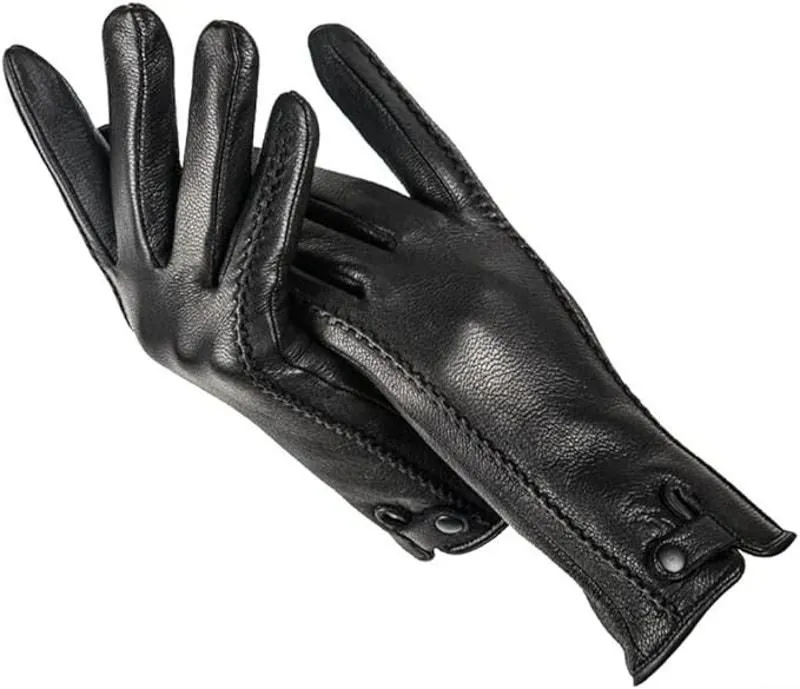Product image for Dninmim Women's Comfortable Warm Leather Gloves in Black, Size 8.5