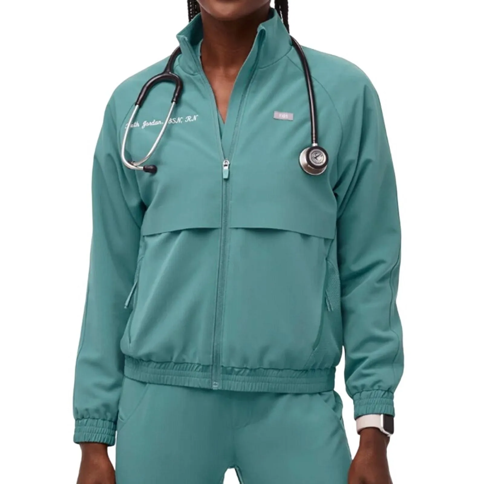 Product image for Figs Women's Sydney Scrub Jacket in Hydrogreen, Size S - new-with-tags - Figs