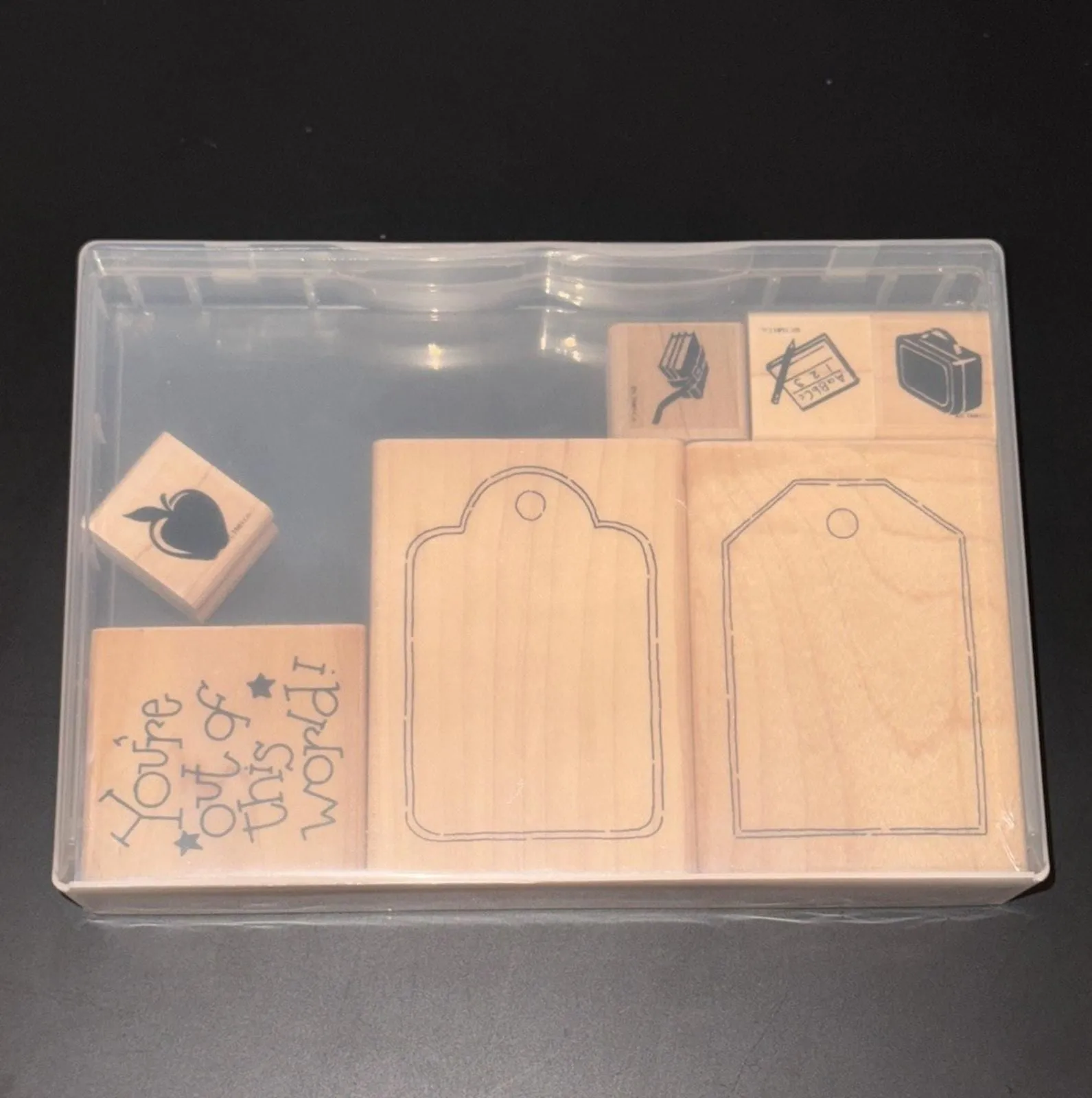 Product image for Stampin Up Wood Mount Rubber Stamp - Teacher / School Theme Set of 7