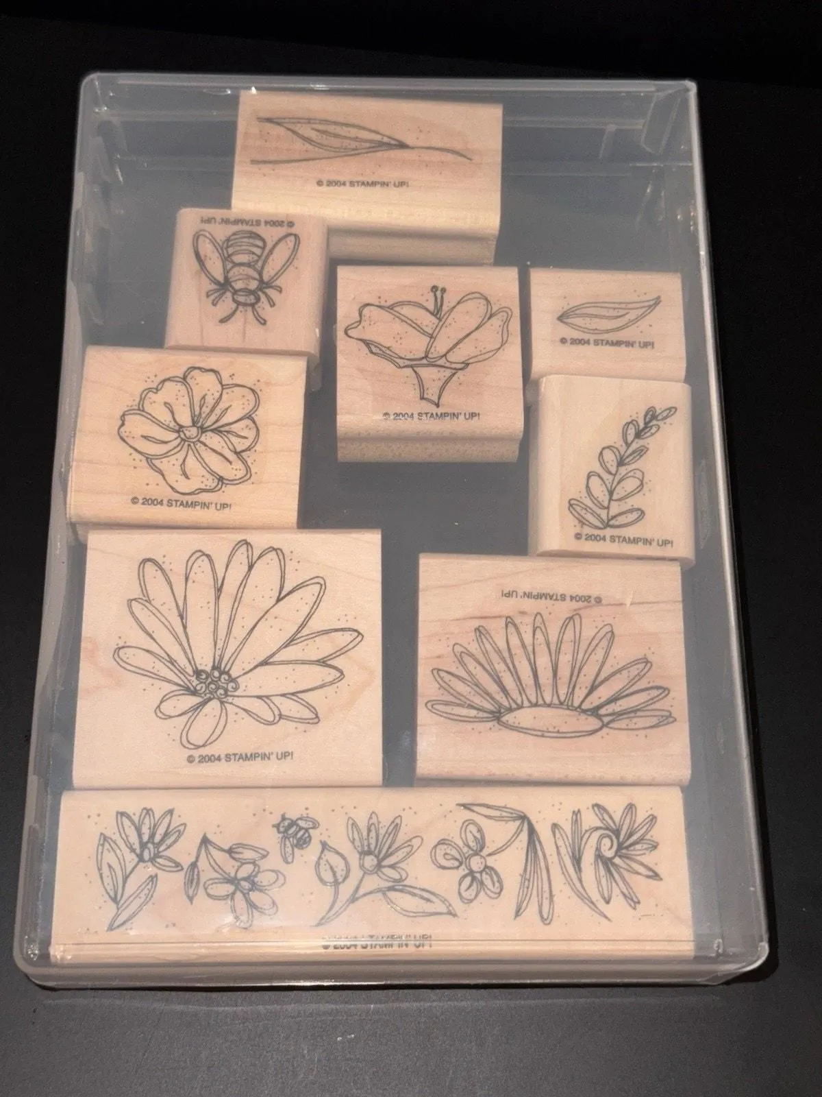 Product image for Stampin Up Wood Mount Rubber Stamp - In Full Bloom Set of 9 Spring Stamps
