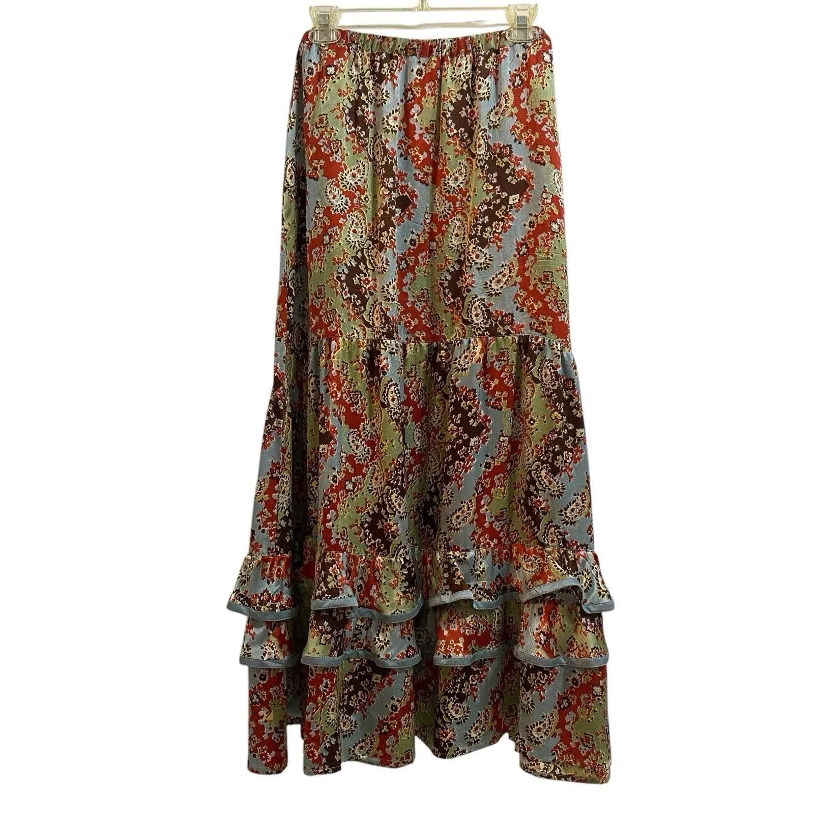 Product image for Double D Ranch Maxi Ruffle XL Skirt Paisley Southwest Texas Rodeo Cowgirl Tiered - XL - Bottoms - pre-owned---excellent - Double D Ranch