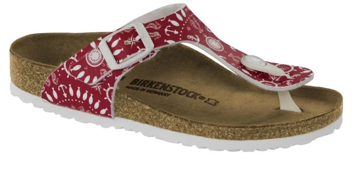Product image for NIB Birkenstock Kids Gizeh BS Nautical Print Red US 30 (K12 -K12.5) - new - Birkenstock