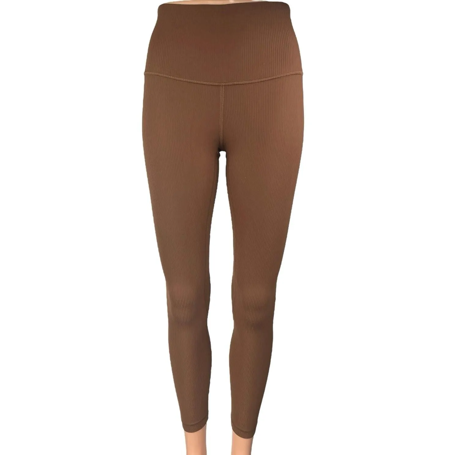 Product image for Lululemon Women's Brown Rib Knit Mid Rise Activewear Yoga Legging Pants Size 2 - Bottoms - 2 - pre-owned---good - Lululemon