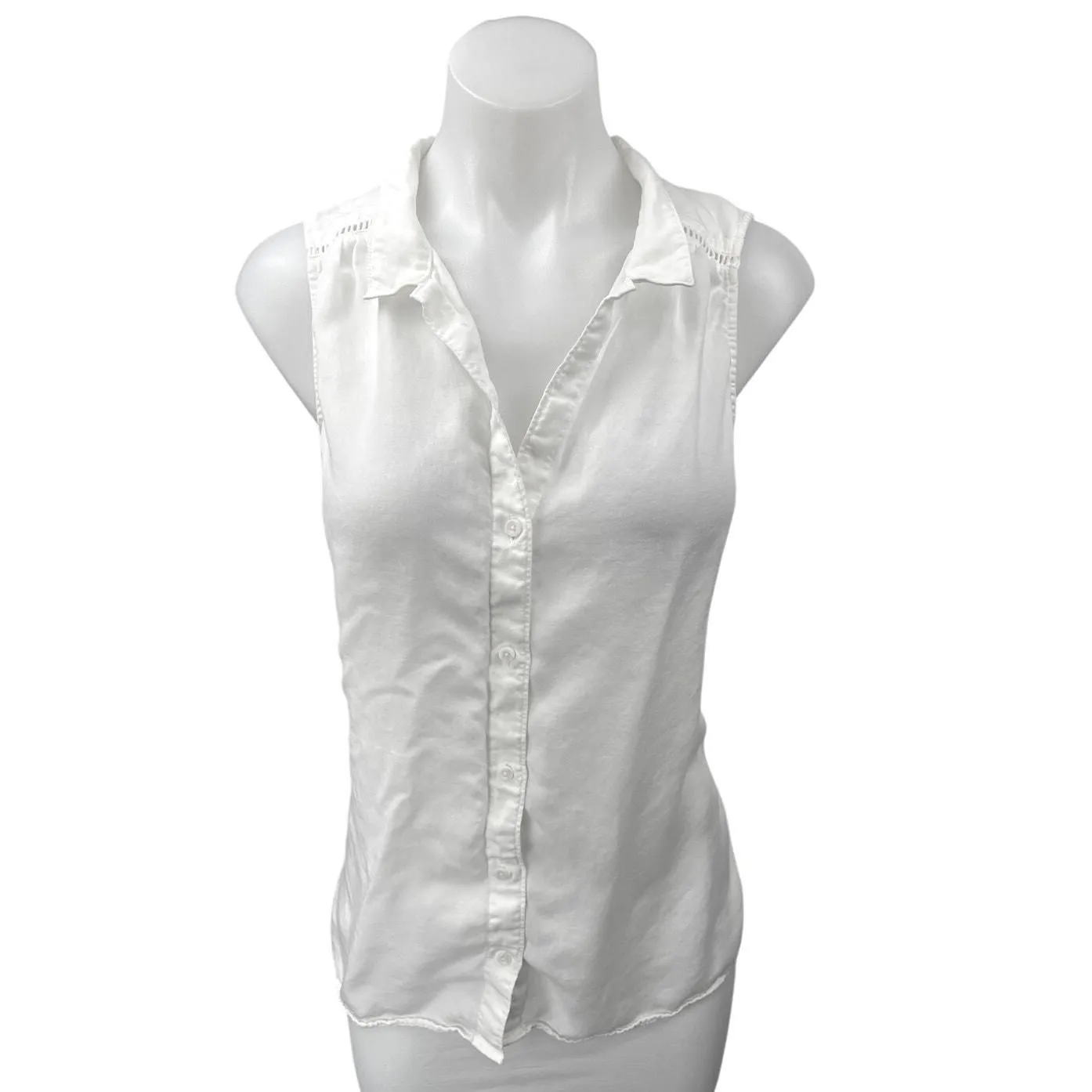 Product image for Anthropologie Cloth & Stone White Sleeveless Button Up Shirt Blouse Tank Top L - Tops - L - pre-owned---good - Cloth & Stone