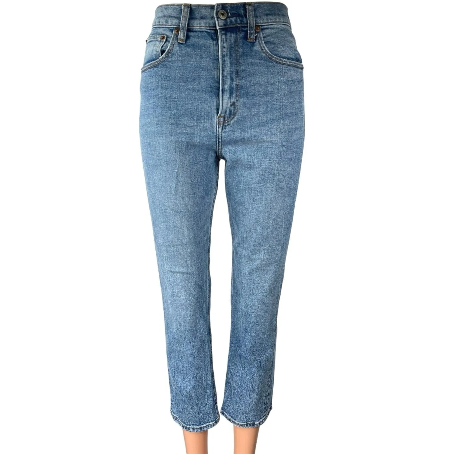 Product image for Abercrombie & Fitch Women's Blue Ankle Straight High Rise Denim Jeans Size 25 - Bottoms - n/a - 25 - pre-owned---excellent - Abercrombie & Fitch