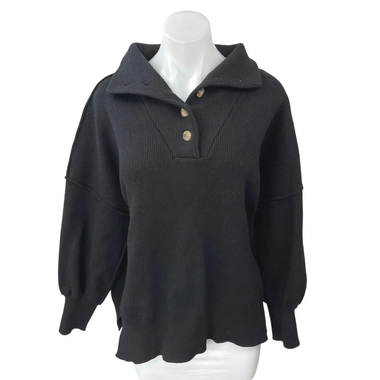 Product image for Lillusory Women's Black Oversized Knit Collared Polo Pullover Sweater Top Size M - Sweaters - M - pre-owned---good - Lillusory
