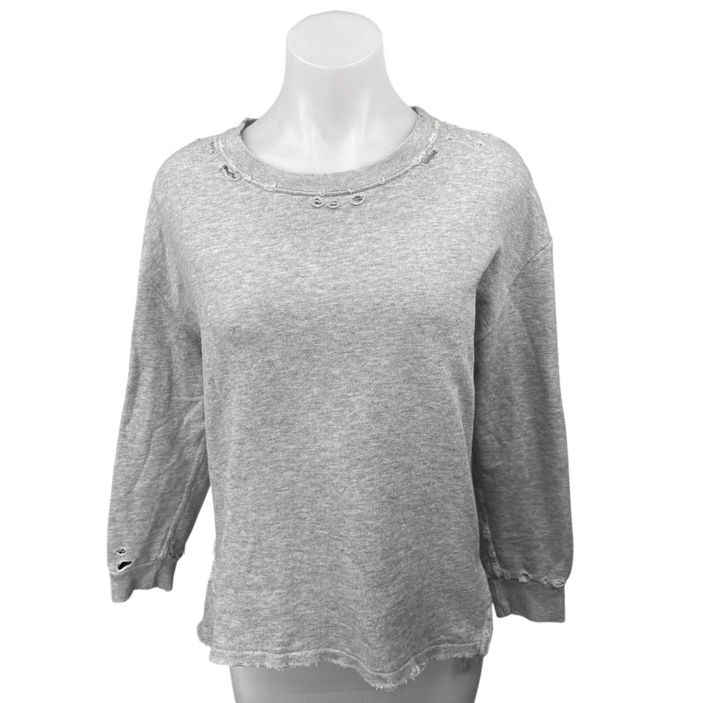 Product image for AMO Women's Gray Heather Distressed Oversized Pullover Sweatshirt Top Size S - Sweaters - S - pre-owned---good - AMO