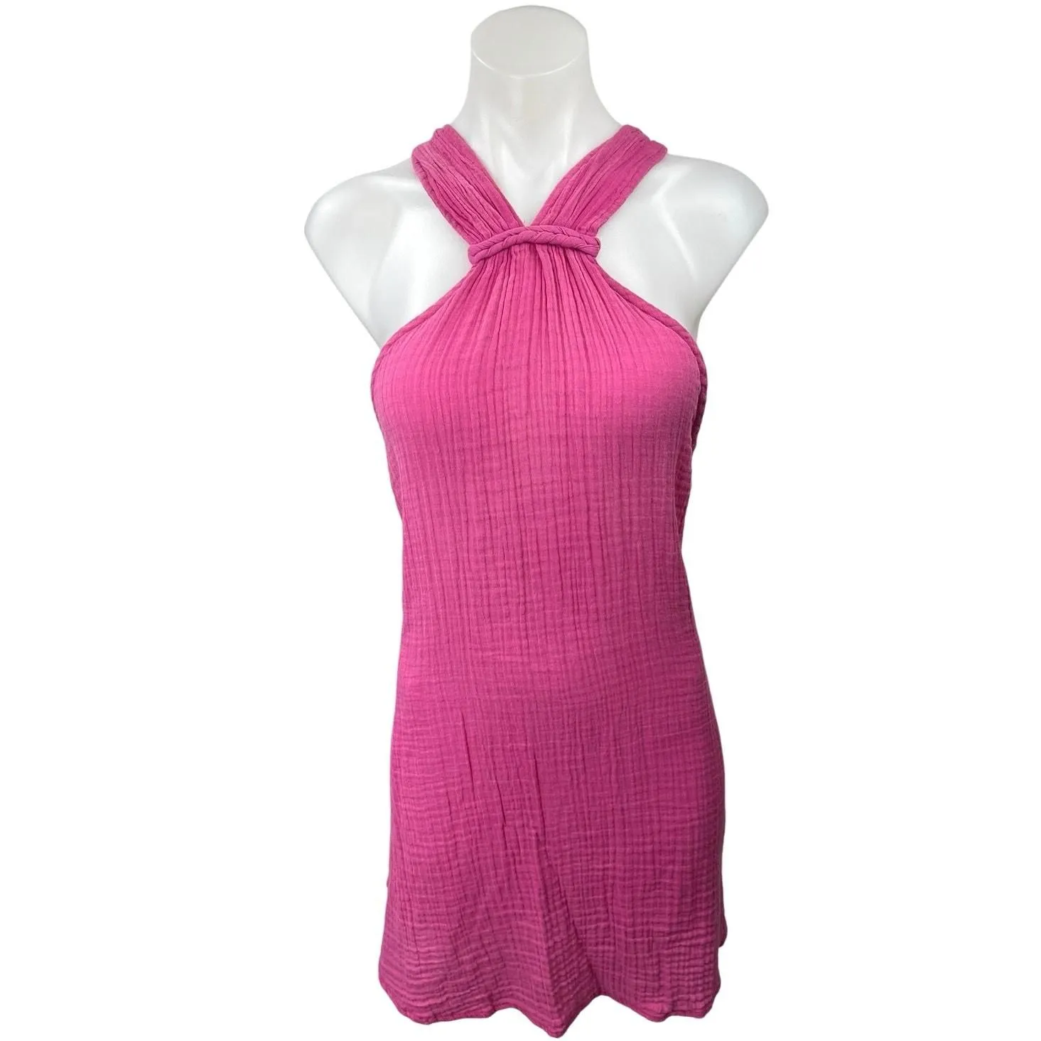 Product image for Anthropologie Pink Braided Halter Neck Sleeveless Mini Cami Cover up Dress Sz S - Dresses - S - pre-owned---good - Anthropologie