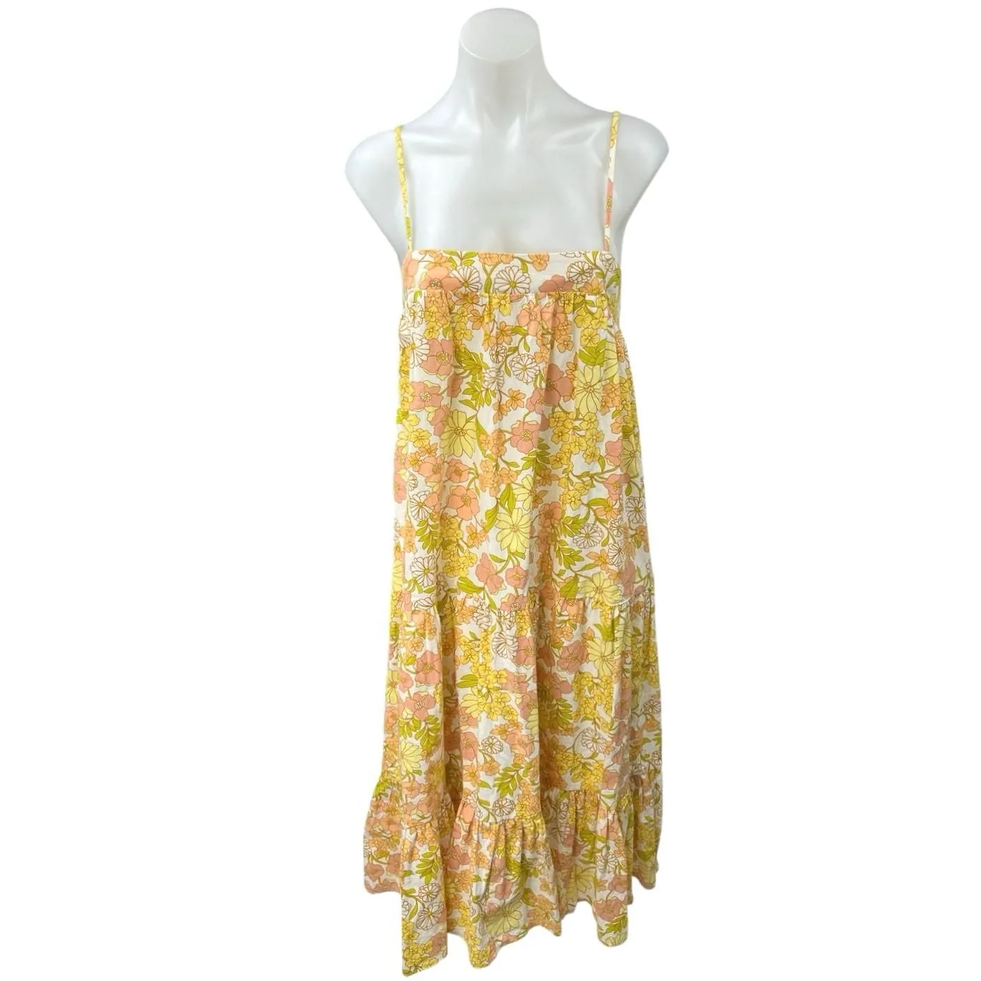 Product image for Girl and the Sun Yellow Orange St Topez Sleeveless Shift Tiered Midi Dress Sz S - Dresses - S - pre-owned---good - Girl and the Sun
