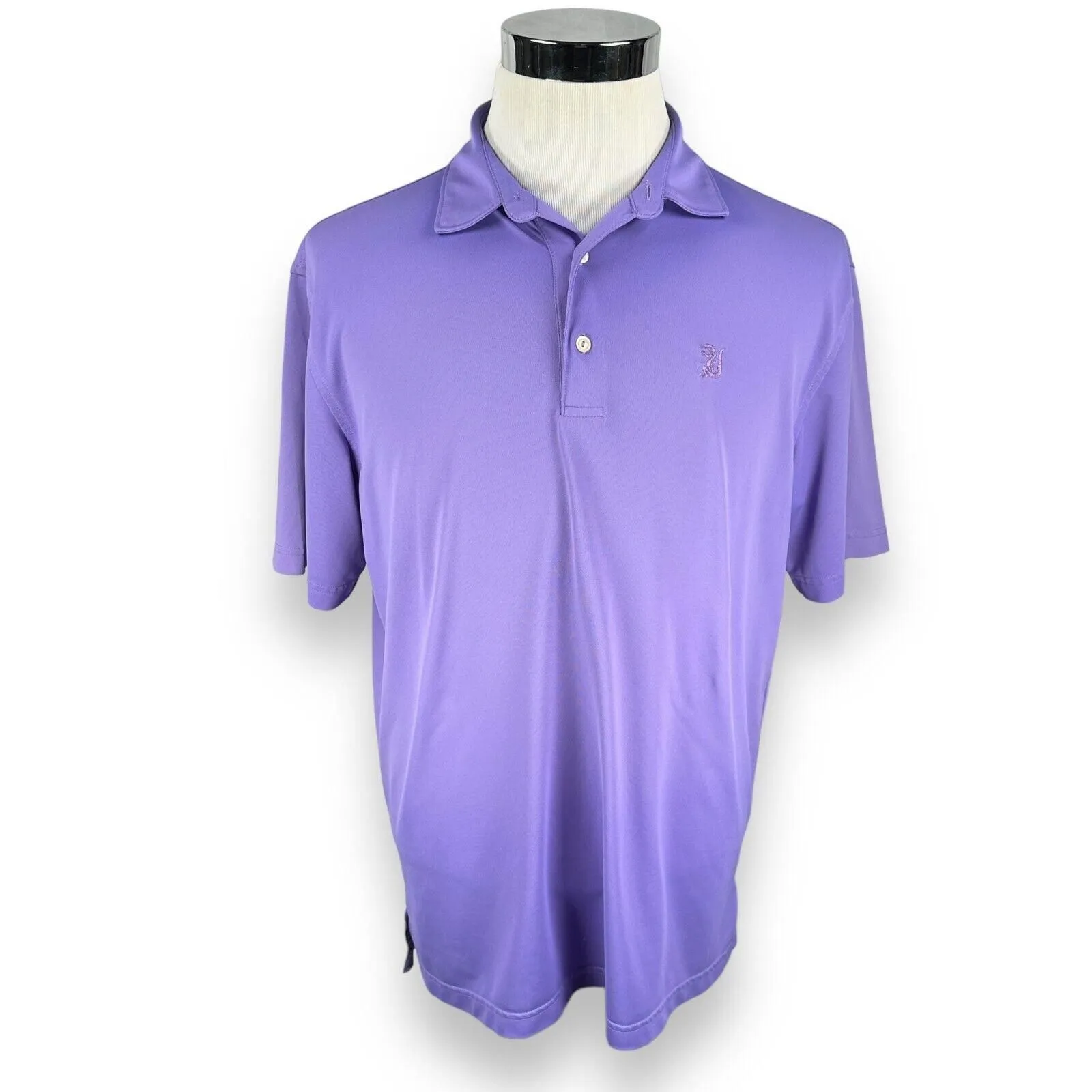 Product image for Peter Millar Summer Comfort Polo Shirt Men's Large Dinosaur Lizard Golf Purple - pre-owned---good - Peter Millar