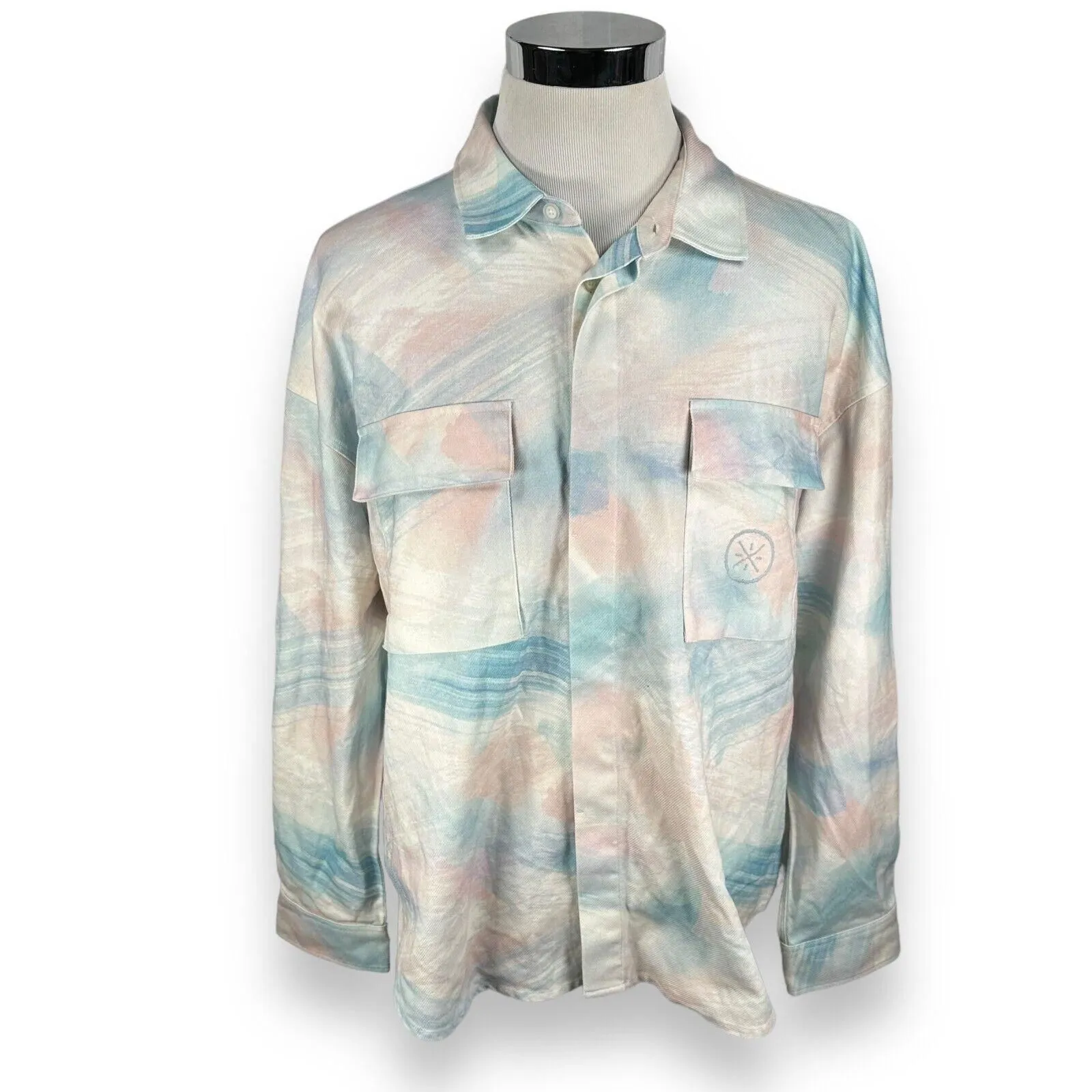 Product image for Li-Ning Love Wade Logo Shirt Men's 2XL XXL Marshmallow Tie Dye Blue Pink Button - pre-owned---good - Wade