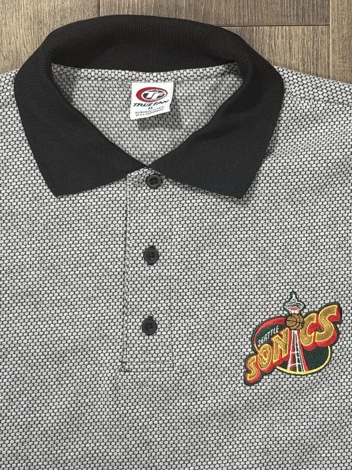 Product image for Vintage Seattle Super Sonics True Fan Polo Shirt - Medium, NBA Casual Logo Mens - True Fan