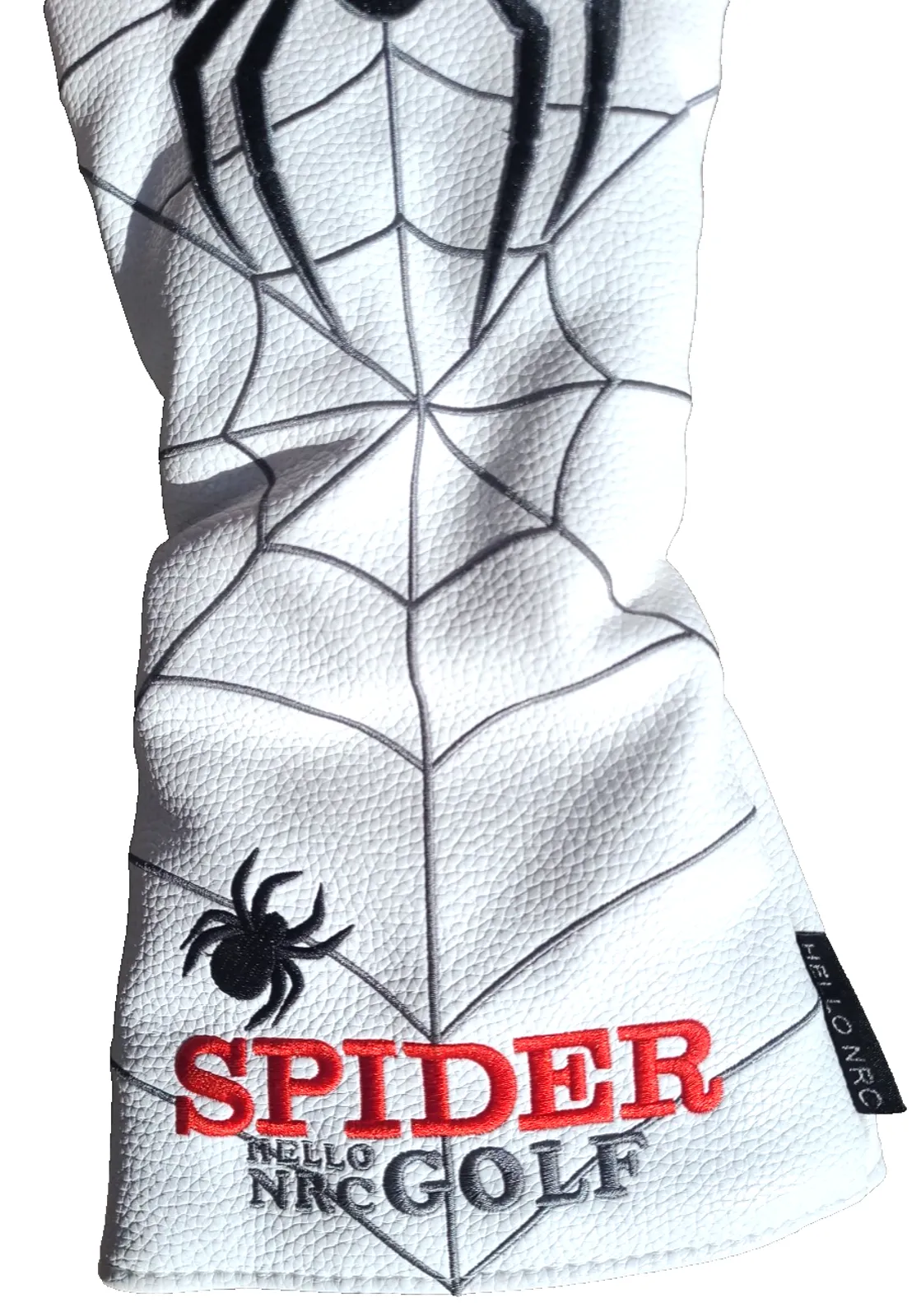Product image for White Faux Leather Spider Golf Driver Wood Head Cover - Unbranded