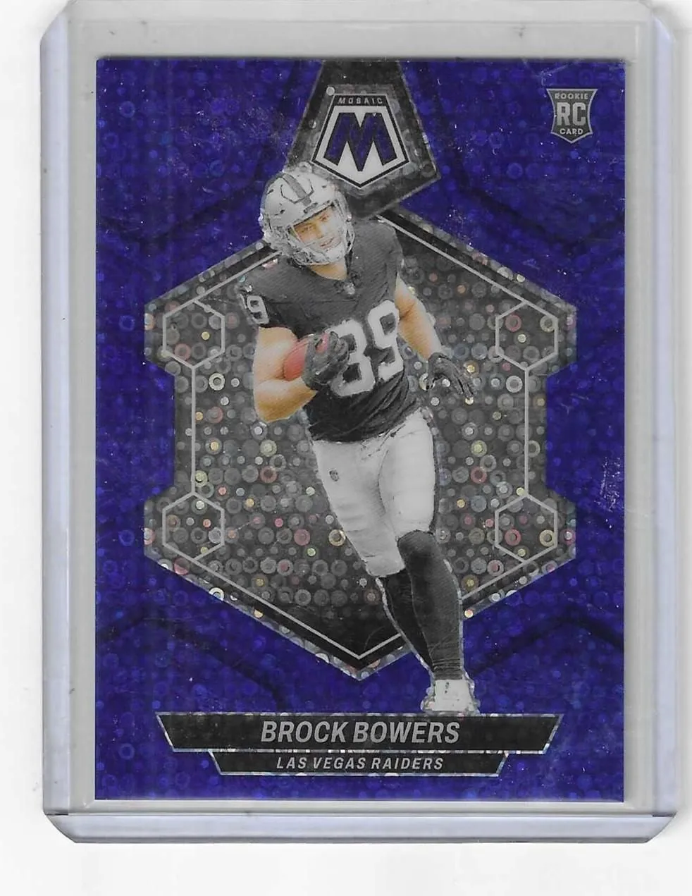 Product image for 2024 Mosaic Brock Bowers Blue c #40/75--Raiders  - Football - RC - Panini - Brock Bowers - 2023 Mosaic - Las Vegas Raiders - Blue