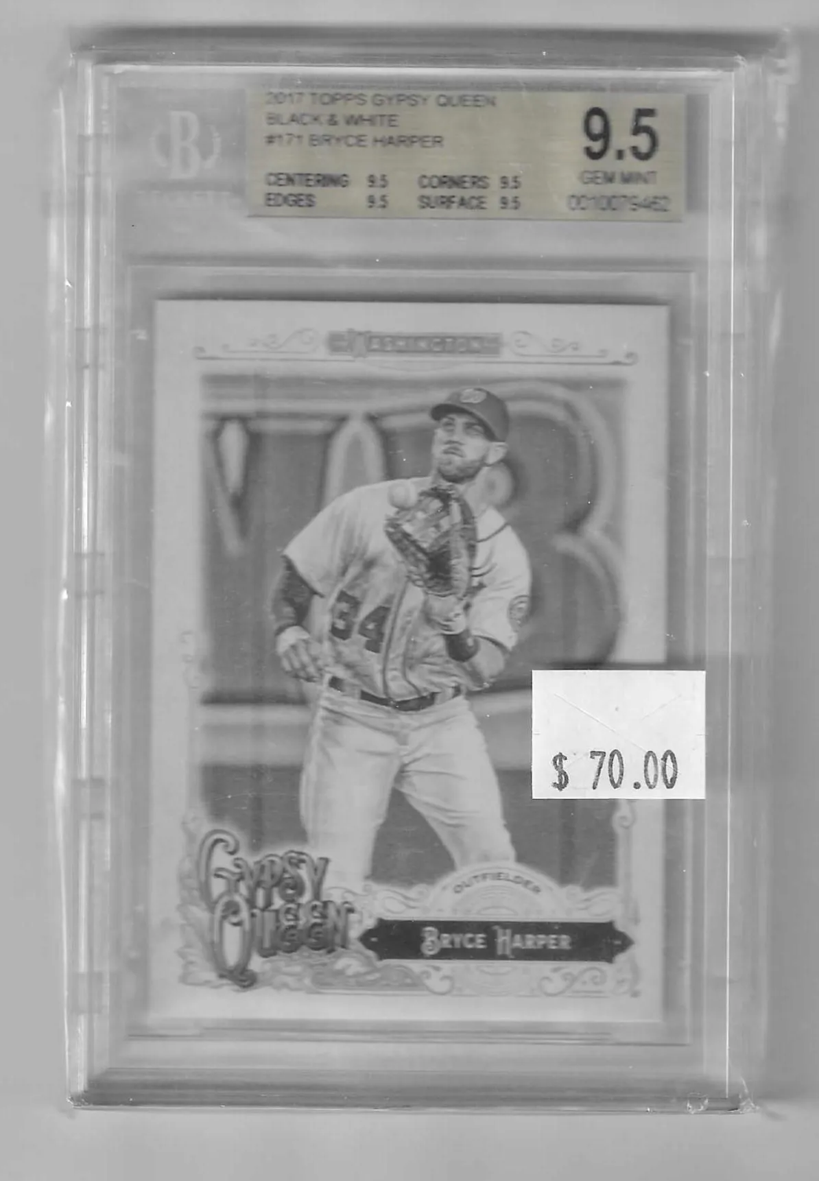 Product image for 2017 Topps Gypsy Queen Black and White Bryce Harper #171 BGS 9.5 - Yes - 0010079462 - 2017 - Baseball - 9.5 - Beckett Grading Services (BGS) - 171 - Topps - Bryce Harper - 2017 Topps Gypsy Queen Black and White