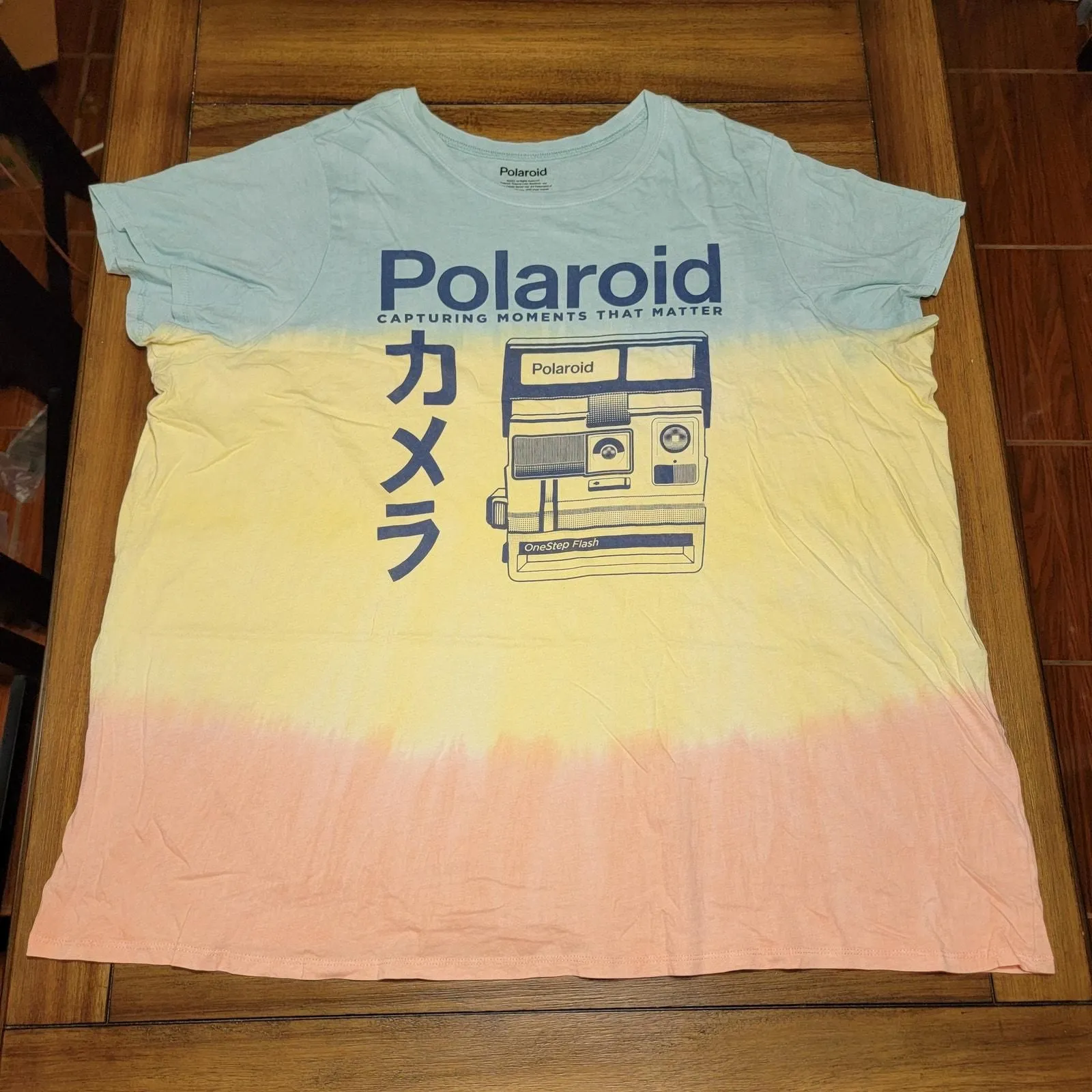 Product image for Polaroid Blue, Yellow & Pink Tee "Capturing Moments..." - Size 5 (Plus Size)