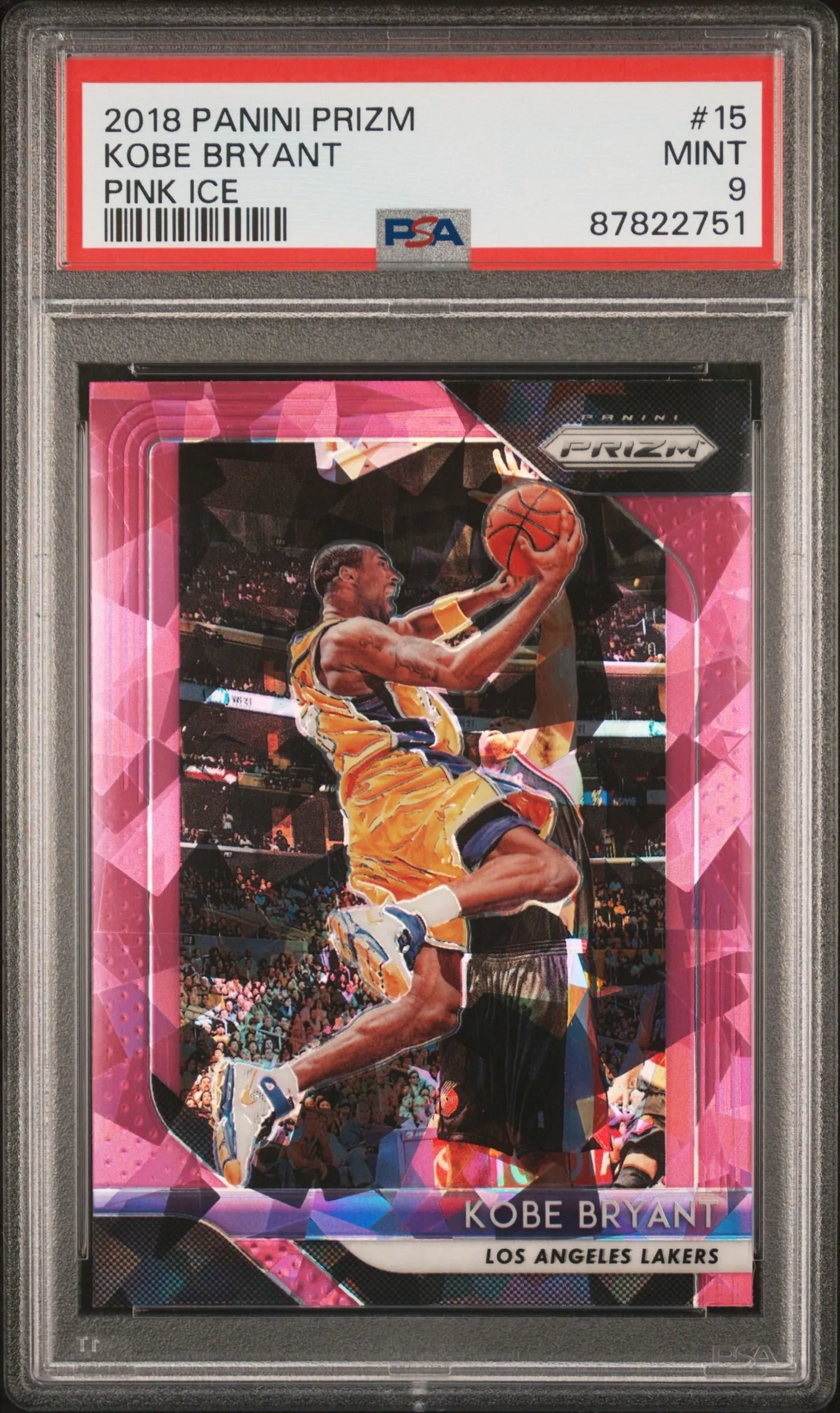 Product image for 2018-19 Panini Prizm Kobe Bryant #15 Pink Ice PSA 9 - 2018 - Basketball - 15 - Panini - Kobe Bryant - 2018 Panini Prizm - 185 - 197 - Pink Ice - Yes