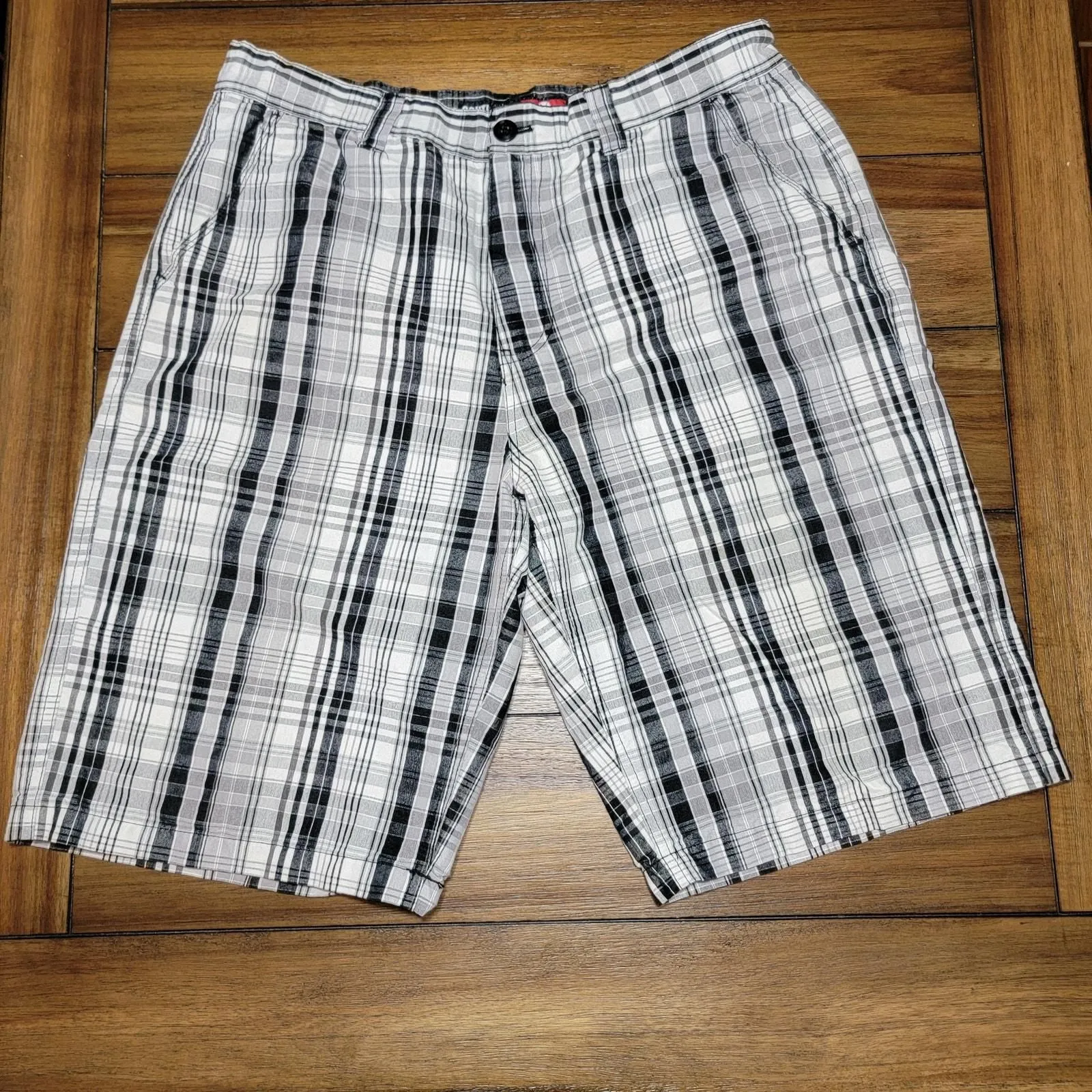 Product image for Southpole Grey B&W Plaid Shorts - Size 38